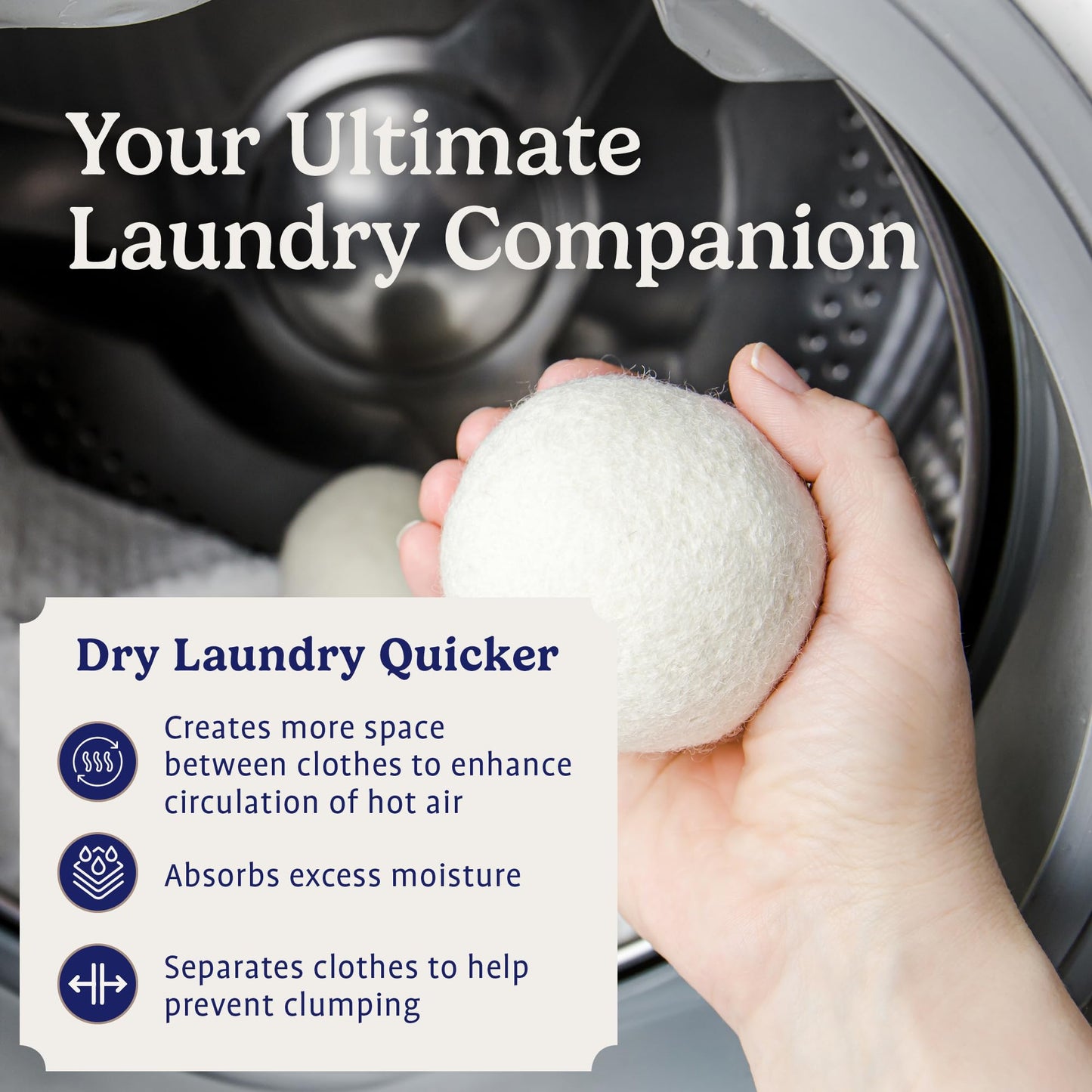 Handy Laundry Wool Dryer Balls 6-Pack, Reusable Natural Fabric Softener