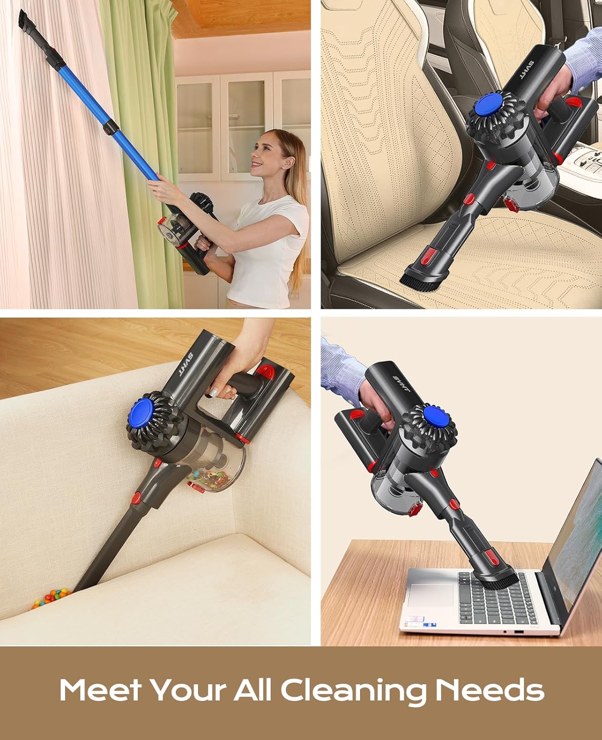 V15 Cordless Vacuum Cleaner, 45Mins Powerful Vacuum Cleaners for Home, Lightweight Stick Vacuum with Advanced Green Light Tech, Rechargeable Battery Vacuum for Carpet,Pet Hair,Hardwood Floor