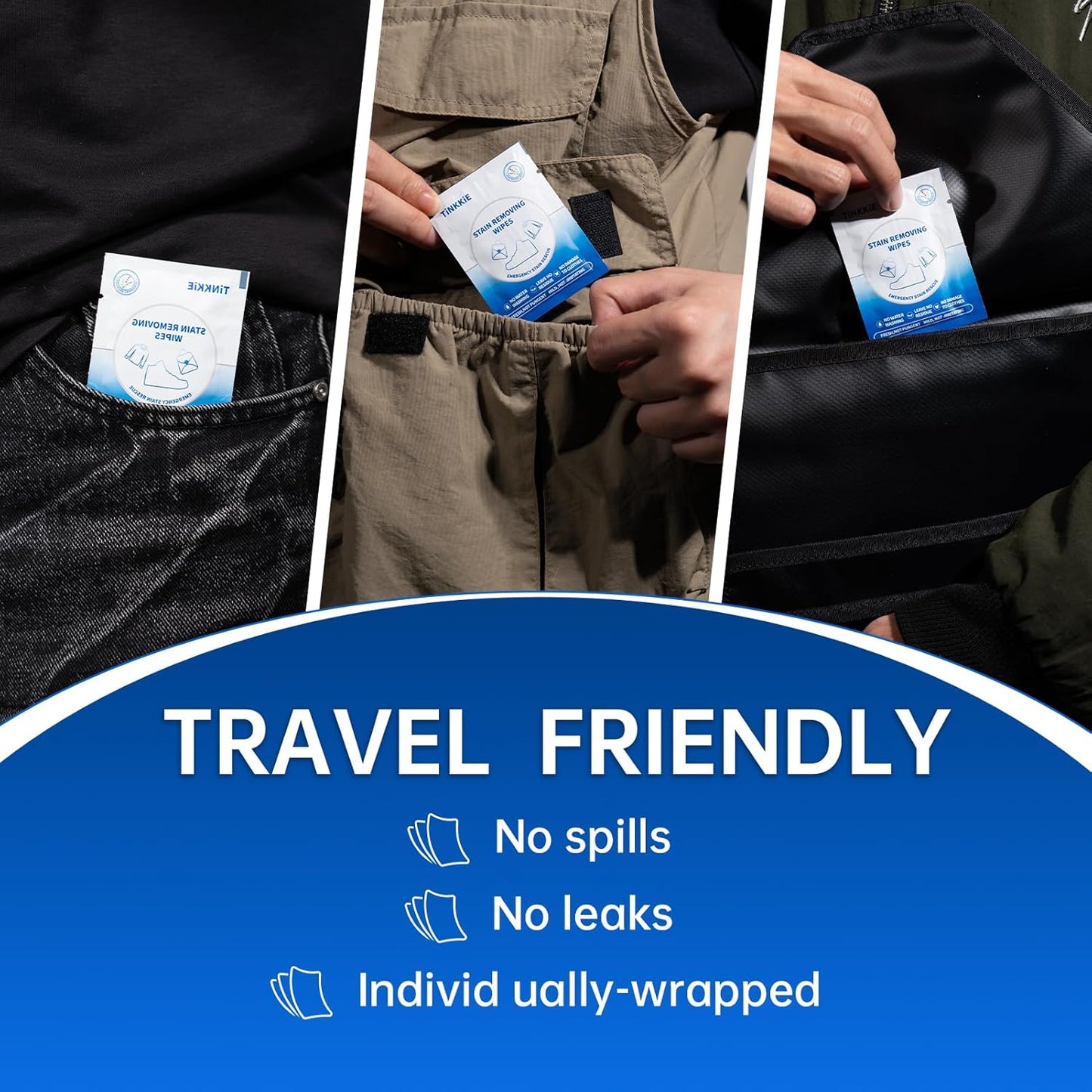 50-Pack Stain Remover Wipes, Portable Clothing Stain Remover Wipes, Instant Stain Remover and Individually Wrapped, Stain Removers for Clothes, Shoes And Surface cleaning of headphones and electronics