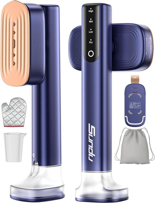 Sundu Steamer for Clothes,15s Fast Heat-up Handheld Garment Steamer,35mins Runtime & 180ml Large Tank,25g/min Steam,Ceramic Panel,Stands on Desk,Wrinkle Remover for Travel, Home, Office(Blue)