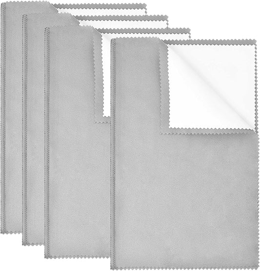 SEVENWELL Silver Polishing Cloth, Jewelry Cleaner Cloth for Sterling Silver Jewelry, Gold, Platinum, Silverware, Diamonds, Gemstones, Coins (4pcs Light Gray)