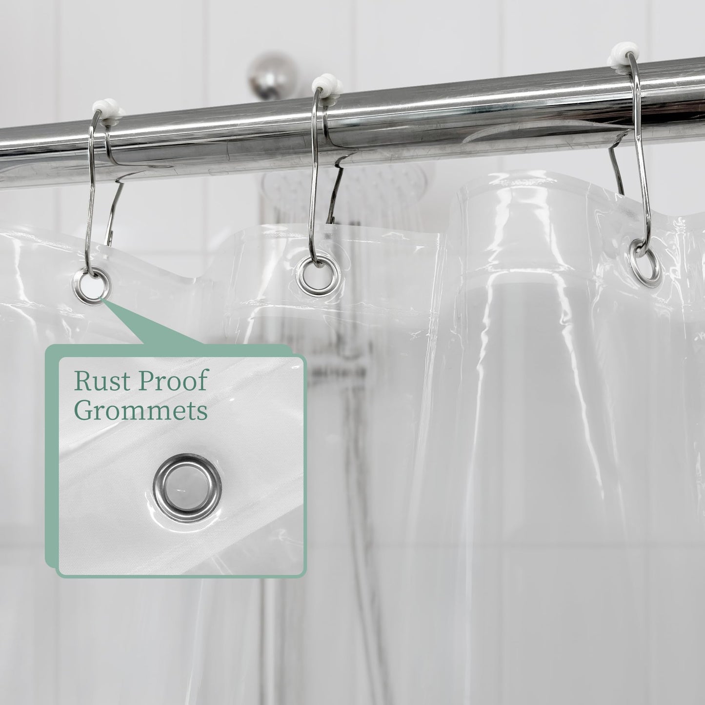 Mrs Awesome Clear Shower Curtain Liner with 3 Magnets, 72x72