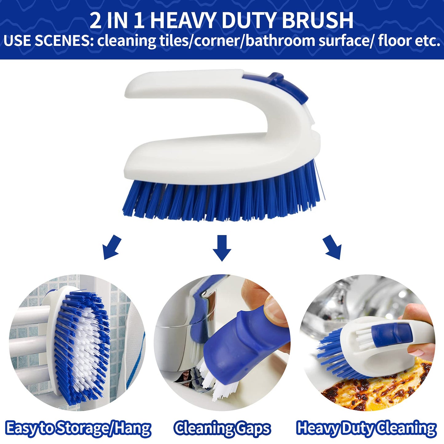 CELOX Kitchen Scrub Brush Set with Ergonomic Handle, Deep Cleaning Brushes, Include Dish Brush