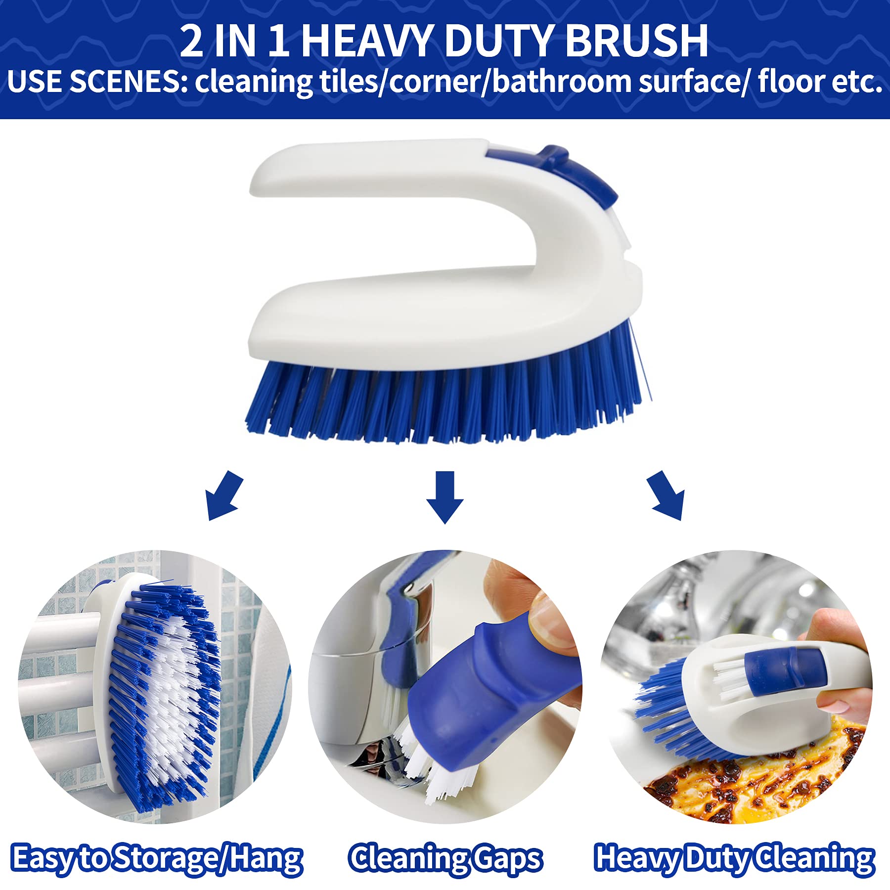 CELOX Kitchen Scrub Brush Set with Ergonomic Handle, Deep Cleaning Brushes, Include Dish Brush