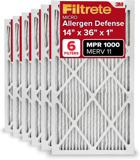 Filtrete 14x36x1 AC Furnace Air Filter, MERV 11, MPR 1000, Micro Allergen Defense, 3-Month Pleated