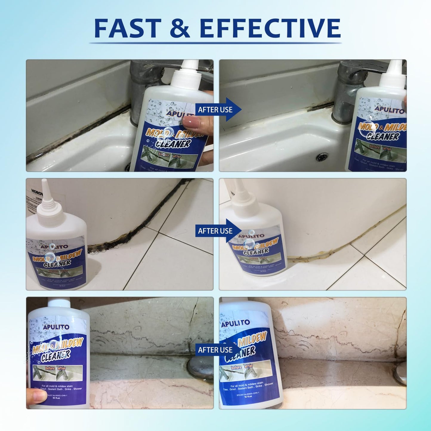 APULITO Household Cleaner Gel for Bathroom Shower Kitchen Tile Grout, Sinks Countertops 10 Fl Oz