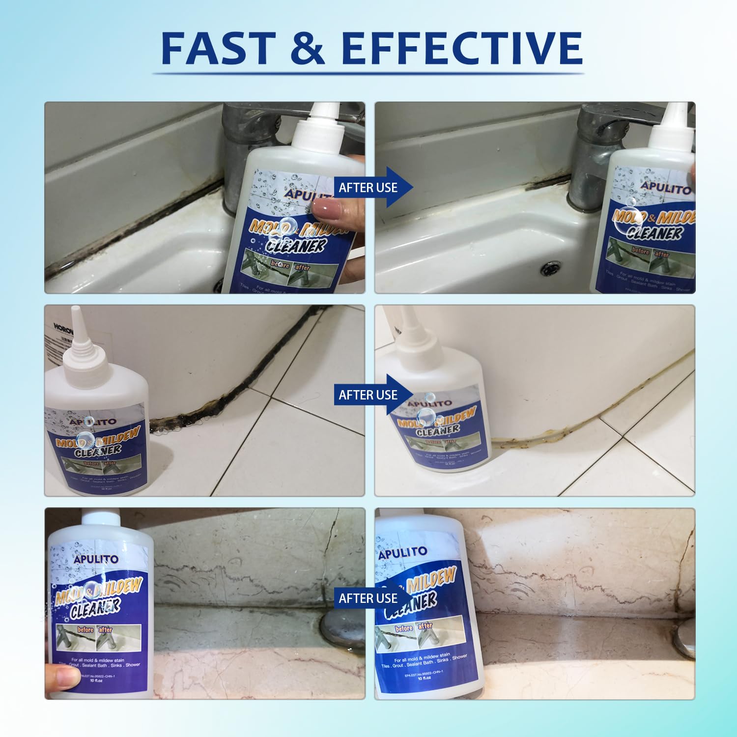 APULITO Household Cleaner Gel for Bathroom Shower Kitchen Tile Grout, Sinks Countertops 10 Fl Oz