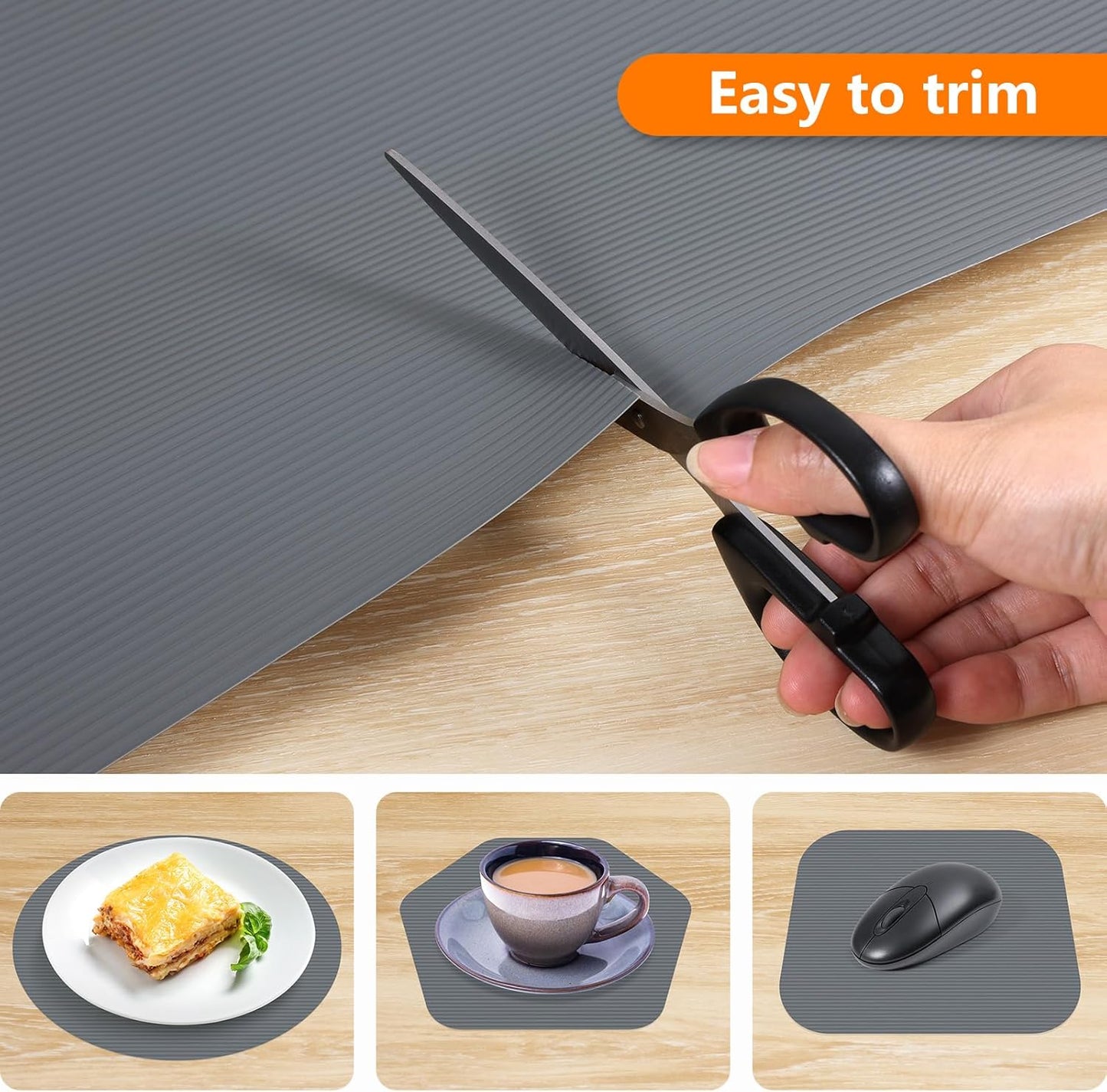 Shelf Liners for Kitchen Cabinets Drawer Liner Non Adhesive Cupboard Mat EVA Material Waterproof Refrigerator Mats Washable Fridge Liner for Cupboard and Desks Liner Gray 11.8 x 59 Inches