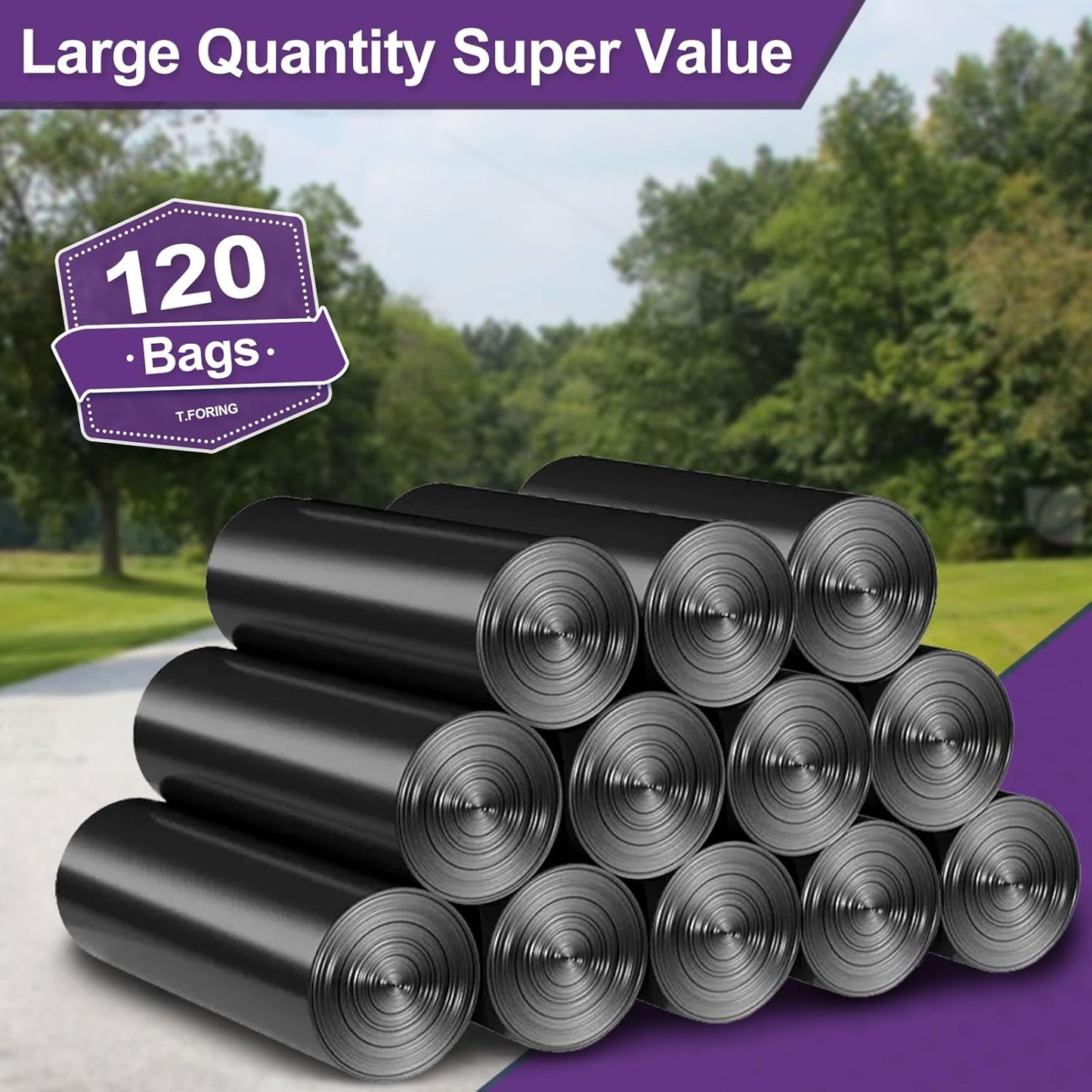 35-40 Gallon Black Trash Bags 120 Count - 35" x 40" Large Garbage Bags, 30+ Gallon Strong Trash Can Liners for Home, Commercial Use,Yard Waste, Bulk