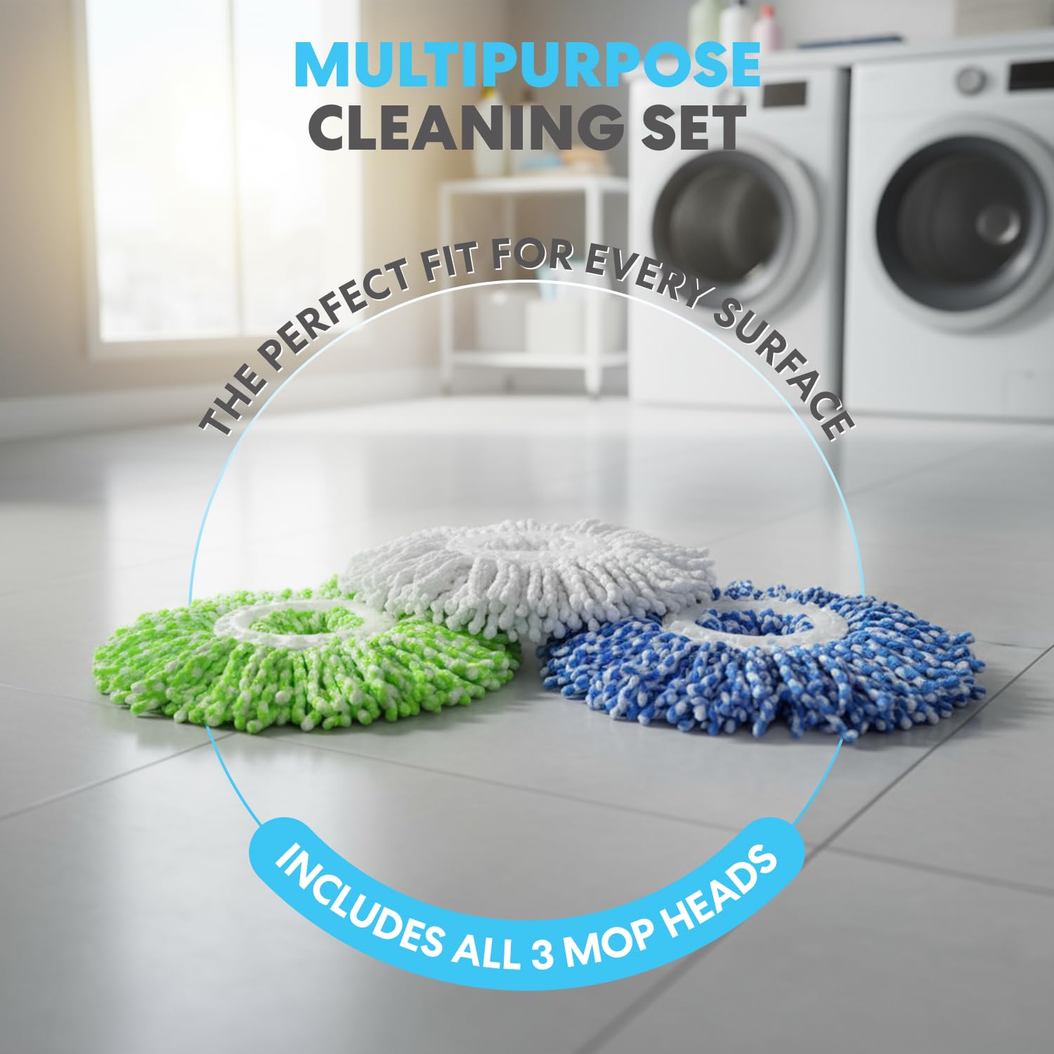 Simpli-Magic 79349 Spin Mop Cleaning System with 3 Microfiber Mop Heads, Red/Black