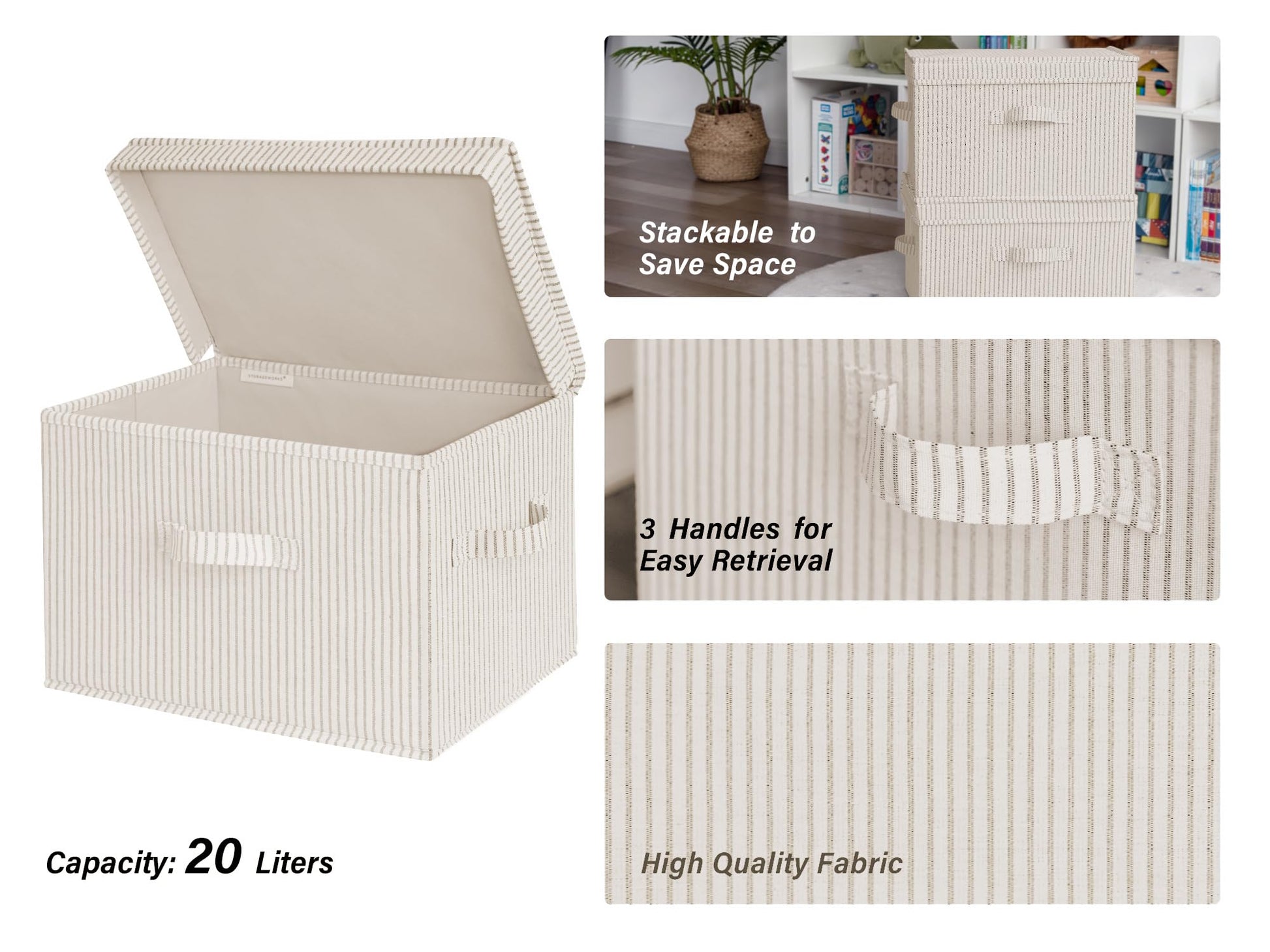 StorageWorks Fabric Storage Bins with Lids, Closet Storage Bins