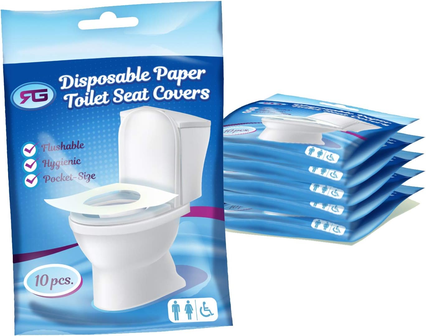 Rockland Guard Toilet Seat Cover - Flushable & Disposable Toilet Seat Cover for Bathroom - Road Trip Accessories & Travel Essentials for Kids & Adults - 20 Resealable Packs with 10 Sheets - 200-Count