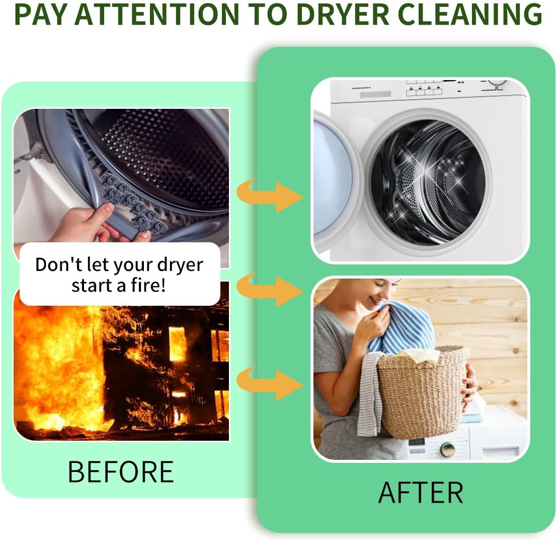 Dryer Lint Brush Vent Cleaner 30 inch Refrigerator Coil Cleaning Brushes Clothes Trap Duct Remover, Crevice Cleaning Brush, Washing Machine Cleaning Tools for Household (1 Pack)