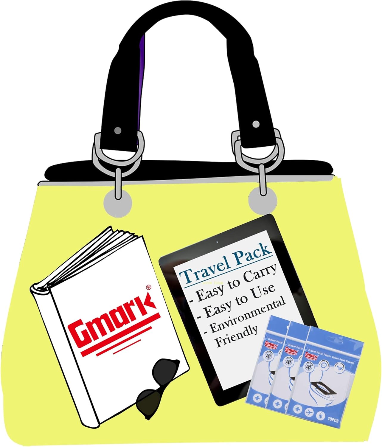 Gmark Portable Paper Toilet Seat Covers Travel Packs (100 PCS) XL size Thick Strength Strong 100% Virgin Paper Disposable Flushable Biodegradable Camping Airplane Travel Potty Training GM2002A