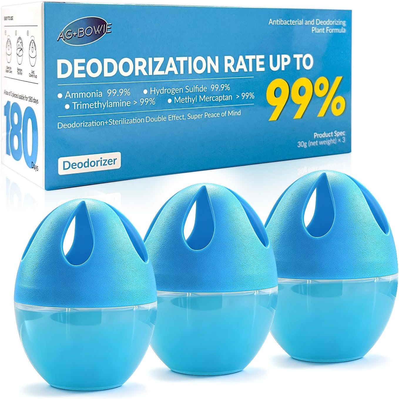 Refrigerator Deodorizer 3 Pack, Natural Plant Fridge Deodorizer More Effective Than Baking Soda, Long-Lasting Odor Eliminator for Refrigerator, Air Freshener for Kitchen, Shoe Cabinet, Pet Areas