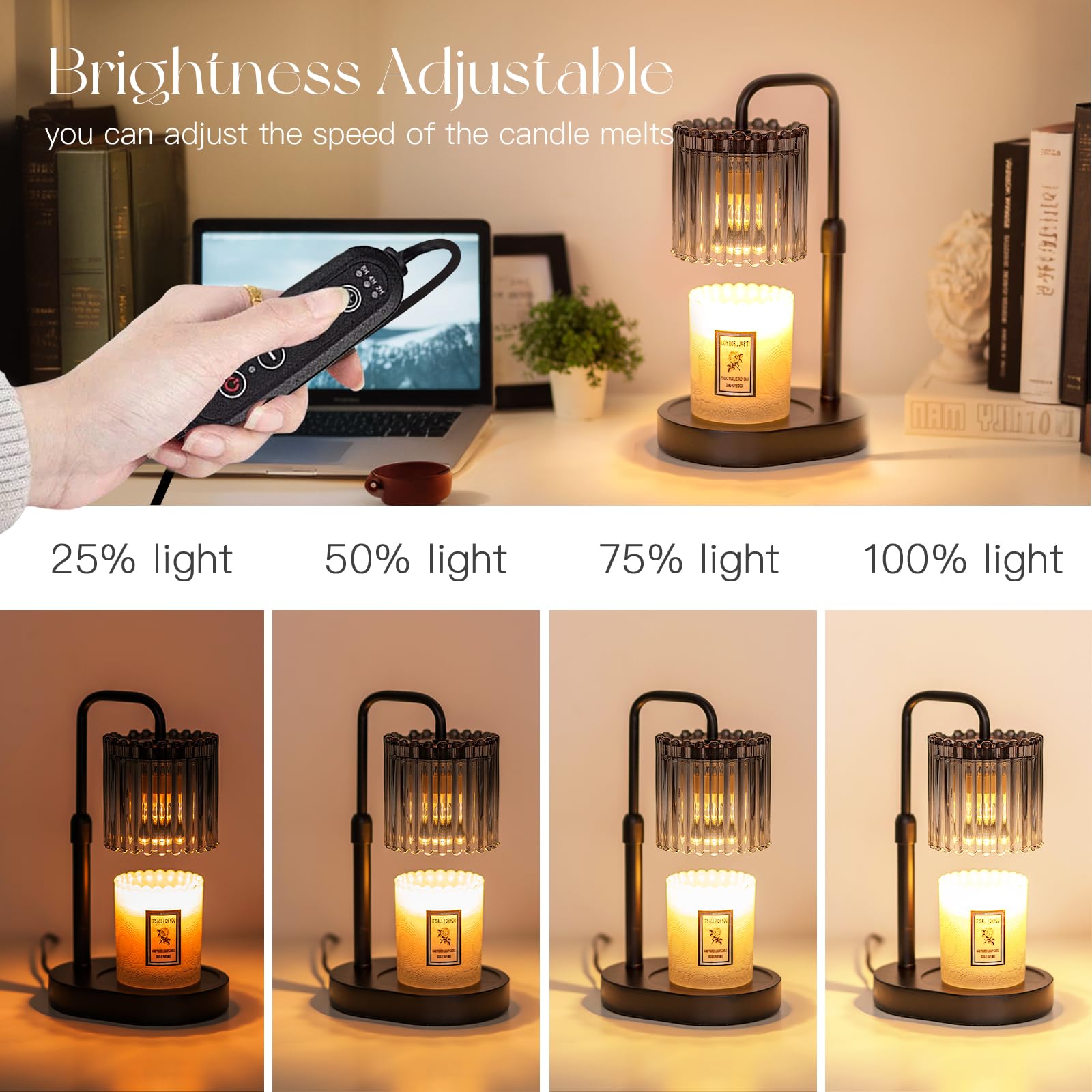 Candeldo Candle Warmer Lamp with Timer: Black Wax Melt Warmer