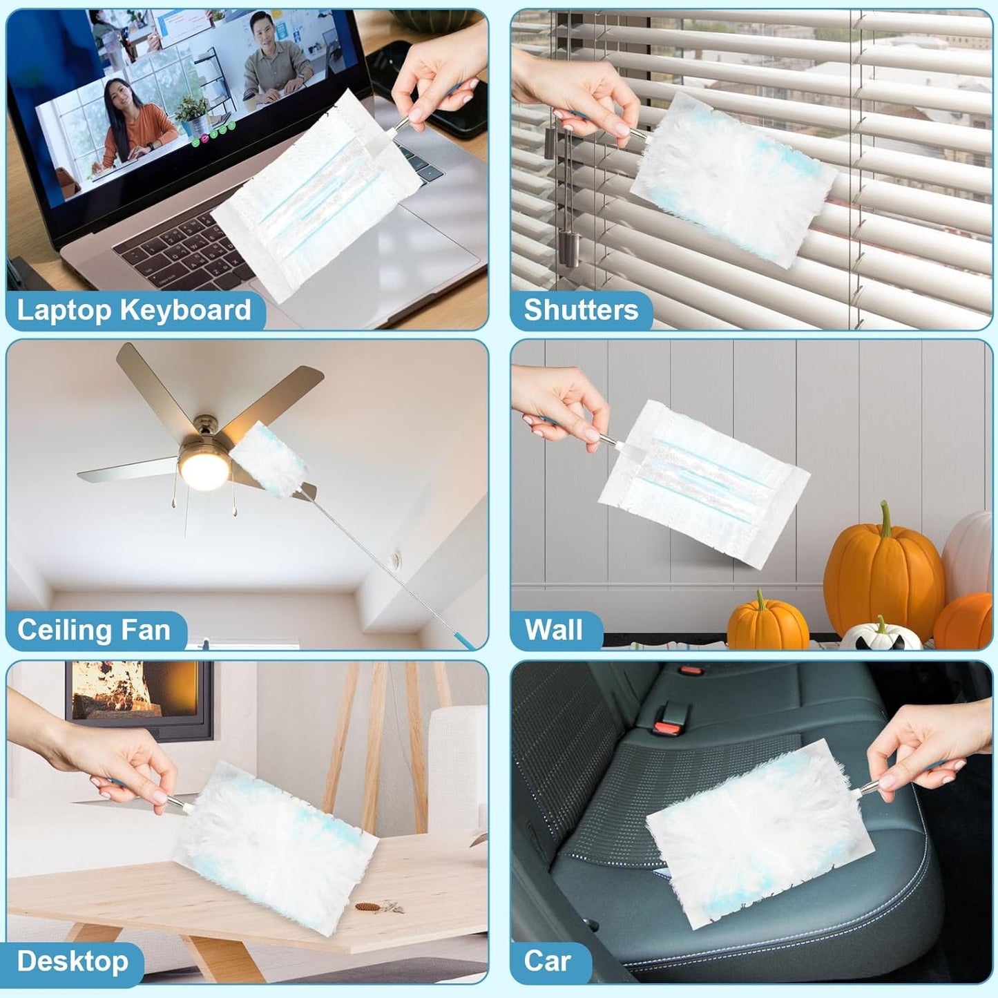 36 Pack 180° Duster Refills for Swiffer Duster Kit, with 1 Telescoping Handle for Multi Surface Dusters Heavy Duty Refill, 4X Electrostatic for Cleaning Furniture, Blinds, Electronic, Glass, Car.