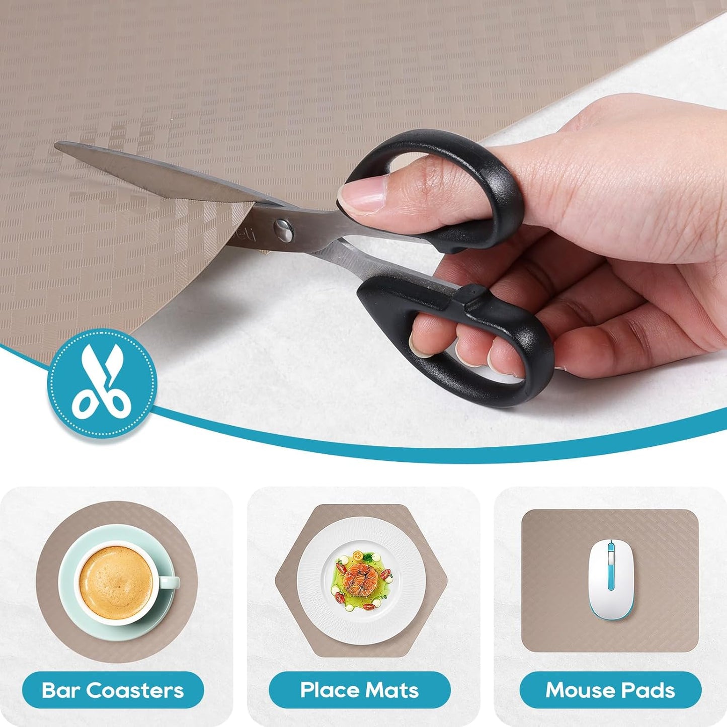 Shelf Liners for Kitchen Cabinets, Waterproof and Oil-Proof Kitchen Cupboard Liner, Refrigerator Liners and Plastic Drawer Mats EVA Non Adhesive Shelves, Fridge - Beige 17.5 x 236.2 Inches x 2 Rolls