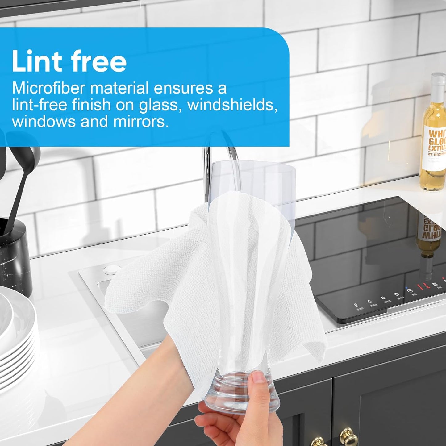 Microfiber Cleaning Cloth, 50 Sheets Shop Towels Commercial Grade Washcloths Lint-Free Clean Rags Bulk Towels for Cars Mechanic Restaurant Garage Housekeeping, 11.5"x 11.5", White