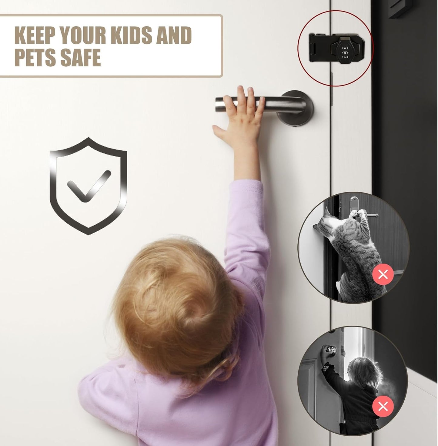 Password Rotary Hasp Locks, Digit Combination Lock Door Security Slide Latch Door Lock for Drawers, File Cabinets, Cabinets, Interior Doors, Barns, Garage Doors, Fence (3 Inch)