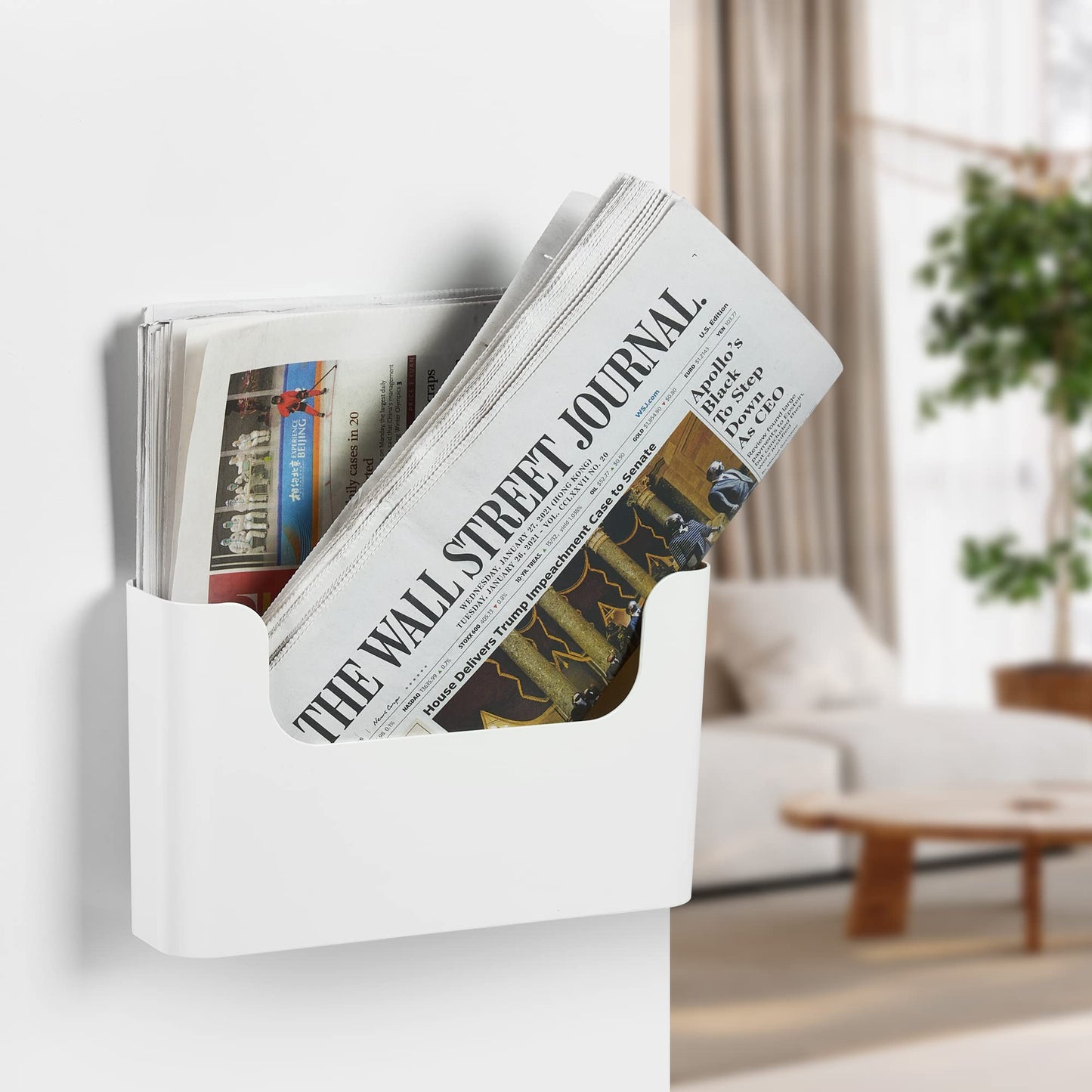 YOHOM No Drilling File Holder Wall Mails Magazines Organizer Adhesive Door Mount, Single