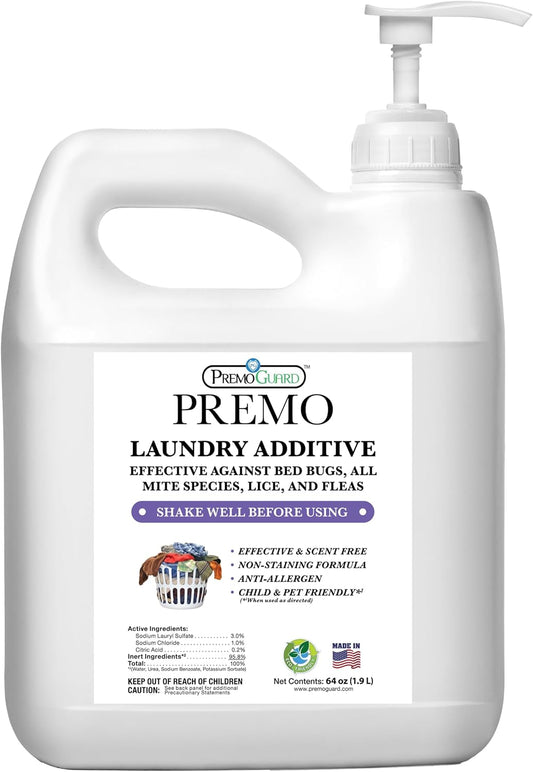 Premo Guard Bed Bug, Mite & Lice Laundry Detergent Additive 64 oz – Child & Pet Friendly – Stain & Odor Free – Best Natural Non-Toxin Treatment