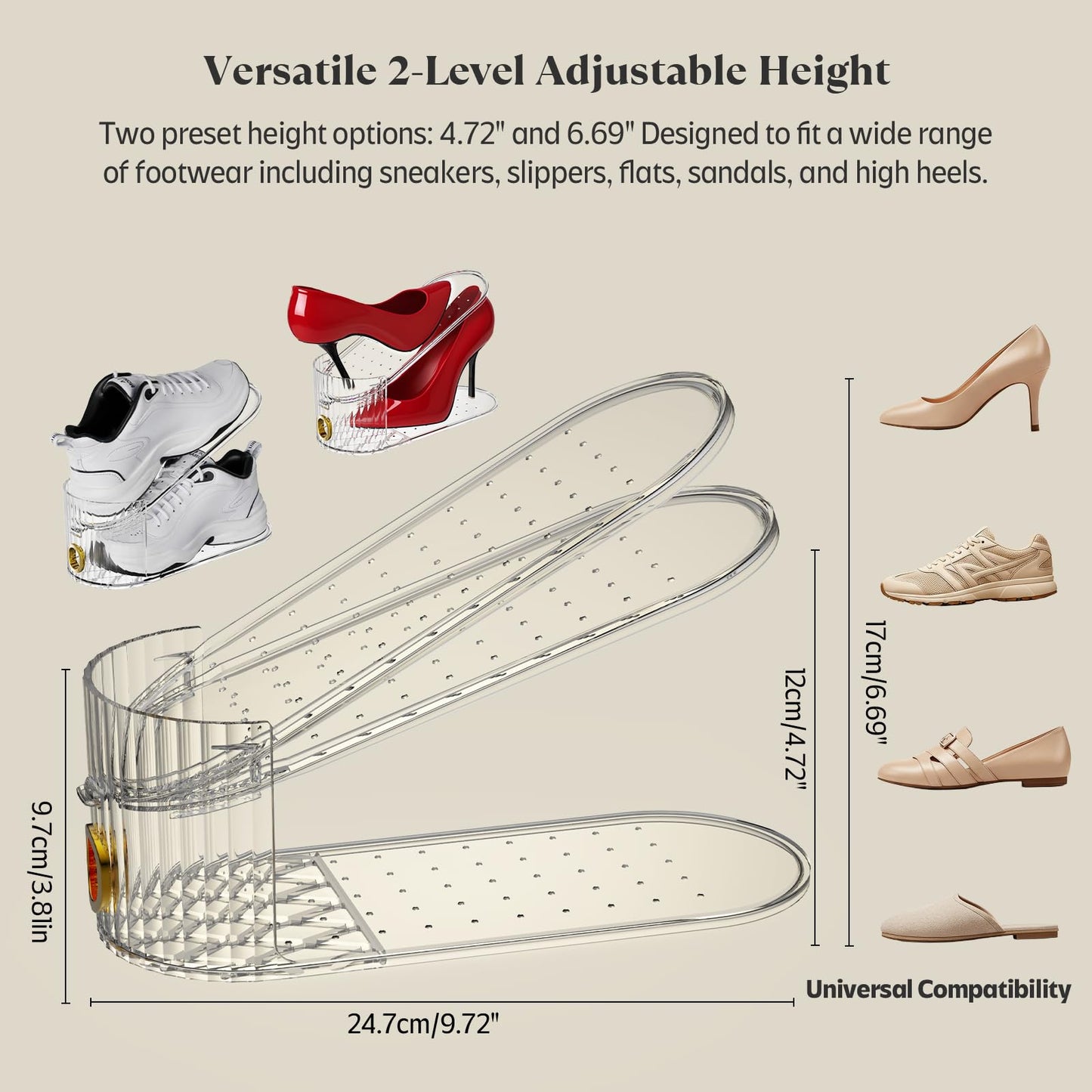 SummerVines Clear 10 Pack Shoe Slot Organizer, Shoe Stacker Organizer Holders for A Pair of Shoes