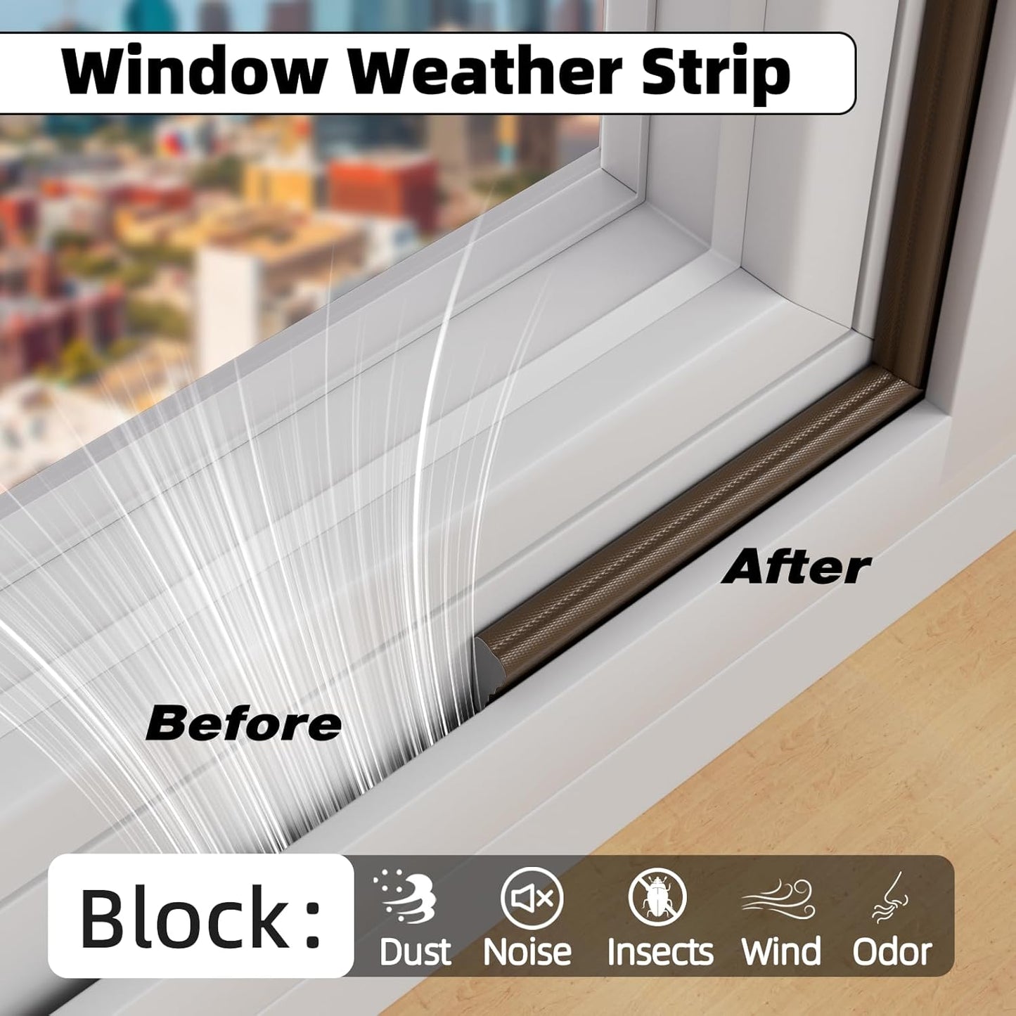 3Pcs×196" Wedge Weather Stripping Door Seal Strip for Door Frame & Window,Self Adhesive Window Insulation Draft Stopper Seal for Winter,Gray Foam Door Gap Filler for Soundproofing Light Blocker,Brown