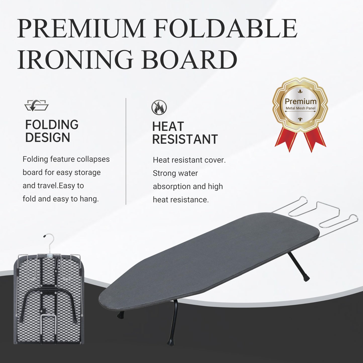 ZOES HOMEWARE Metal Mesh Panel Tabletop Ironing Board | Foldable Iron Board | Heavy Duty Small Iron