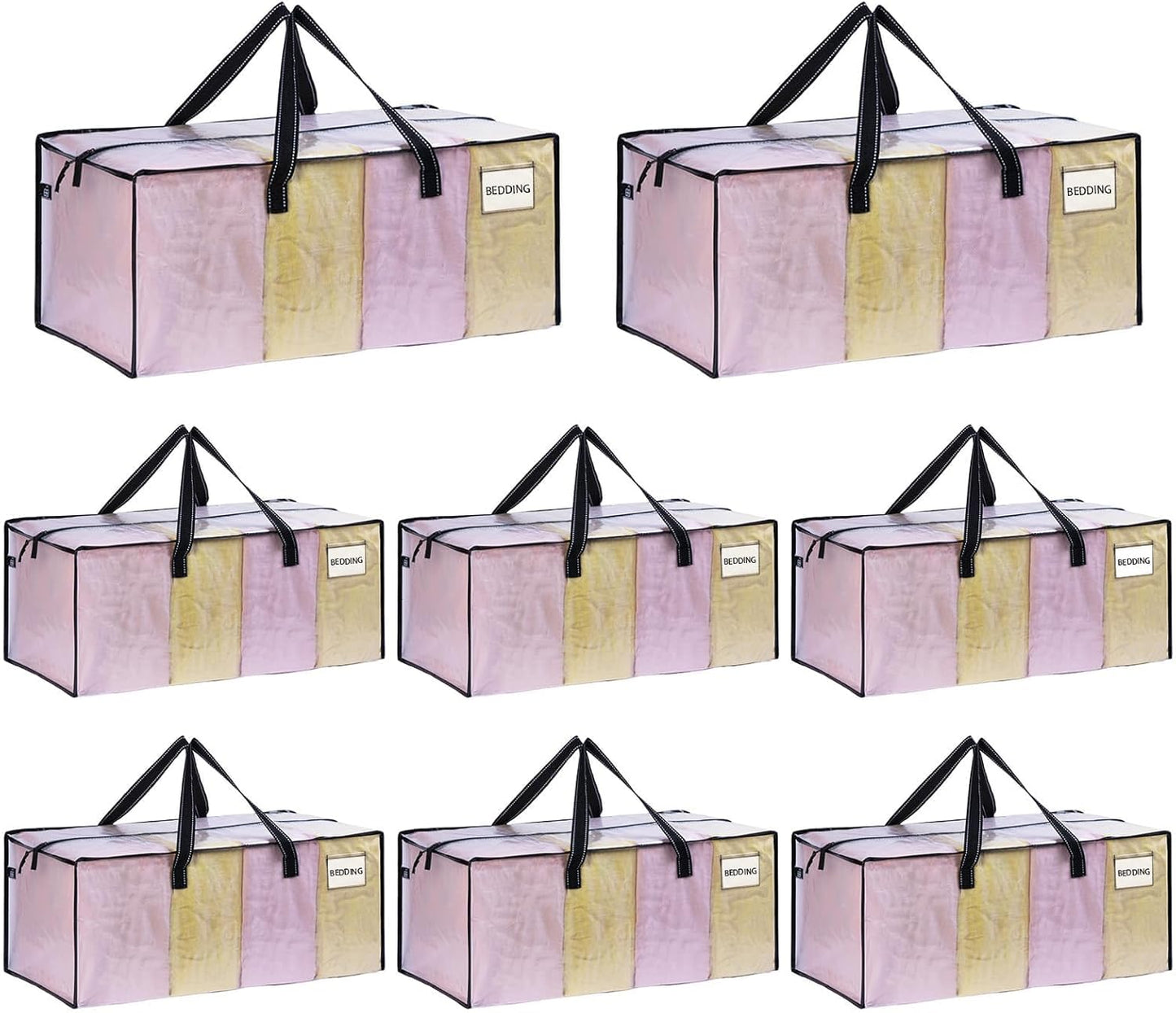 VENO 8 Pack Moving Bags Extra Large Storage Bags for College Move-In, Heavy-Duty Storage Totes, Packing Boxes, and Wardrobe Moving Supplies - Durable Laundry Bags for Clothes (Clear, 8 Pack)