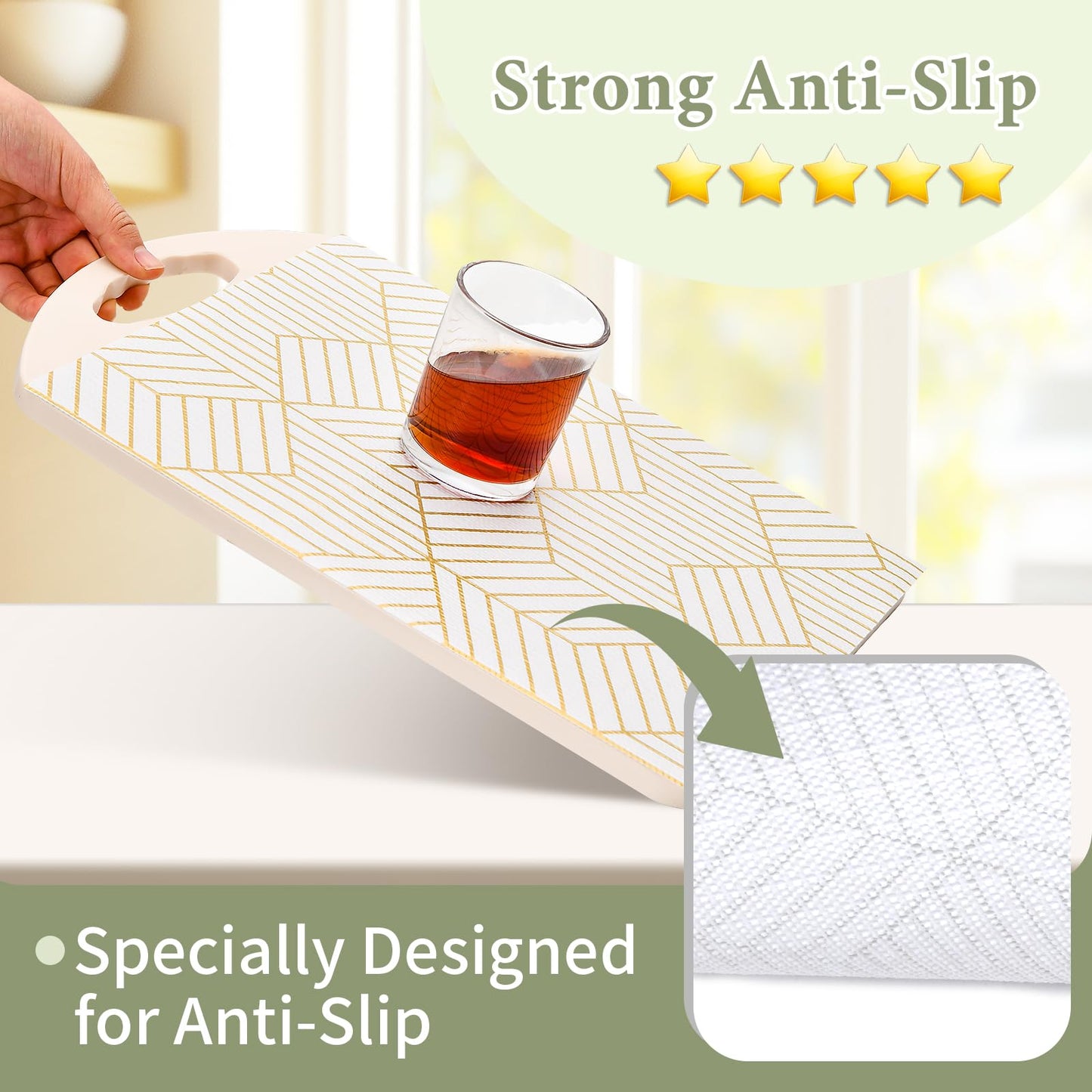 Shelf Liners for Kitchen Cabinets 12in x 20FT, Non Adhesive Cabinet Liner Strong Non-Slip Thickened