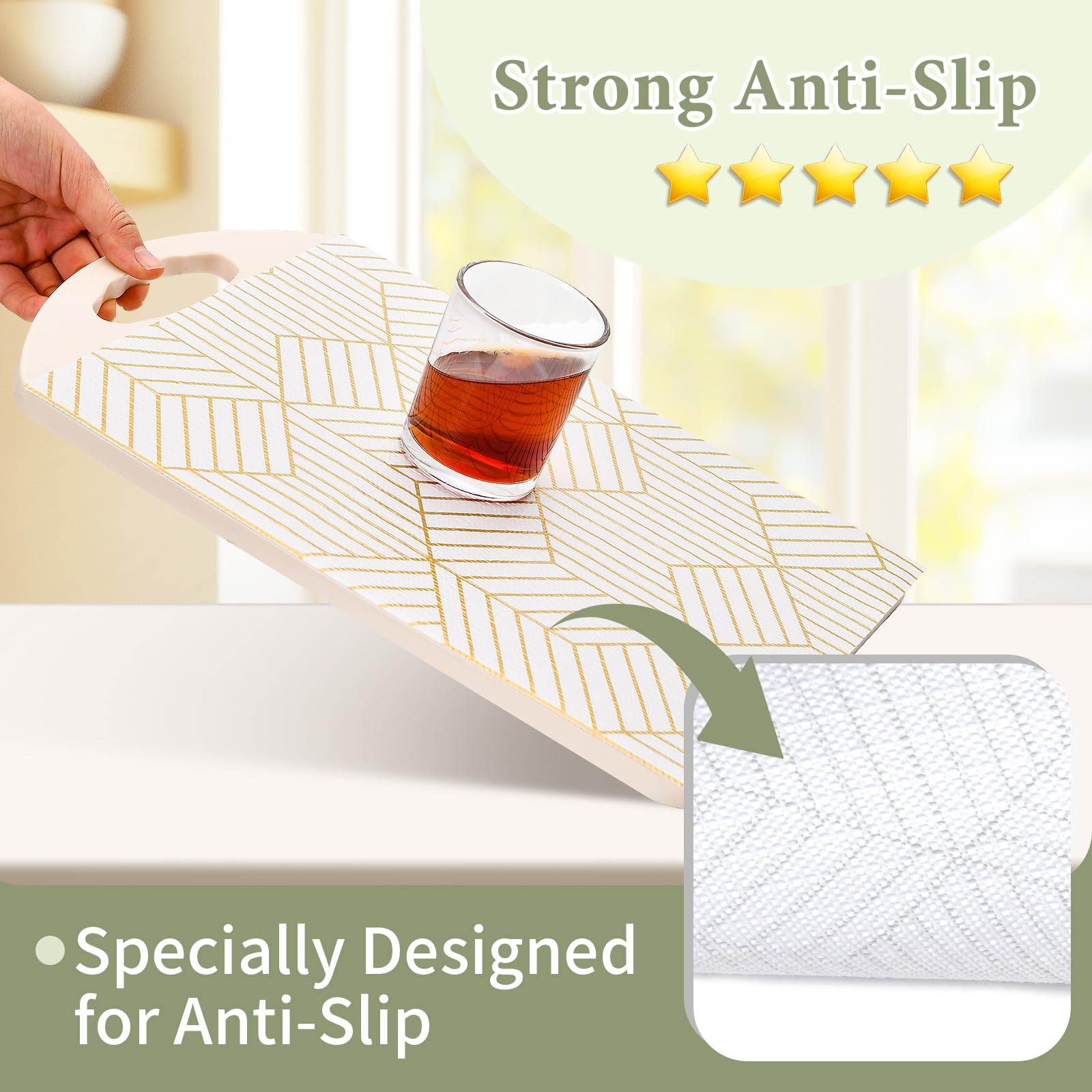 Shelf Liners for Kitchen Cabinets 12in x 20FT, Non Adhesive Cabinet Liner Strong Non-Slip Thickened