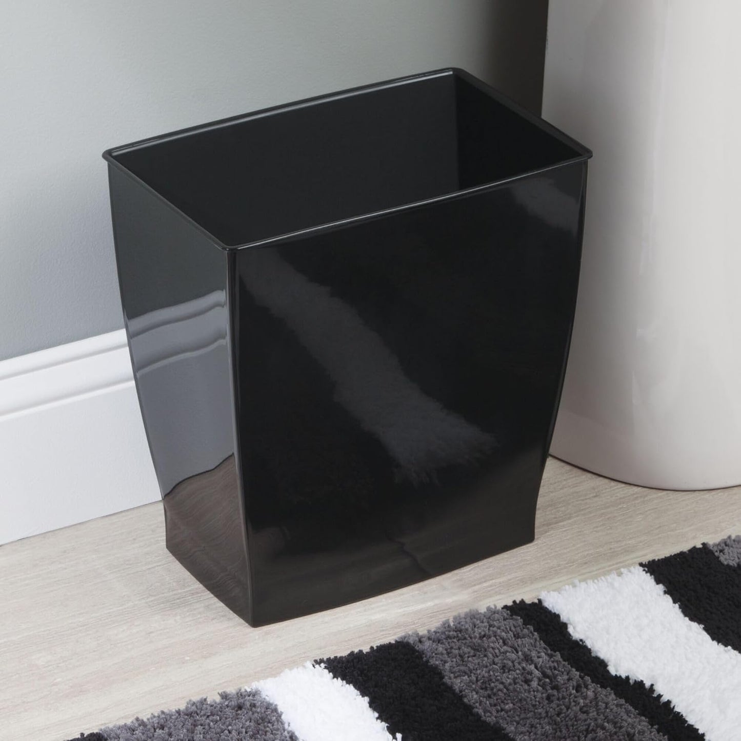 iDesign Small Bathroom Trash Can, Ideal for Primary and Guest Bathroom or Office, Black, Made in USA
