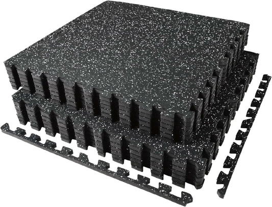 AIRHOP 0.56in Thick 48 Sq Ft Exercise Equipment Mats, 12 Tiles Upgraded Rubber Top with High