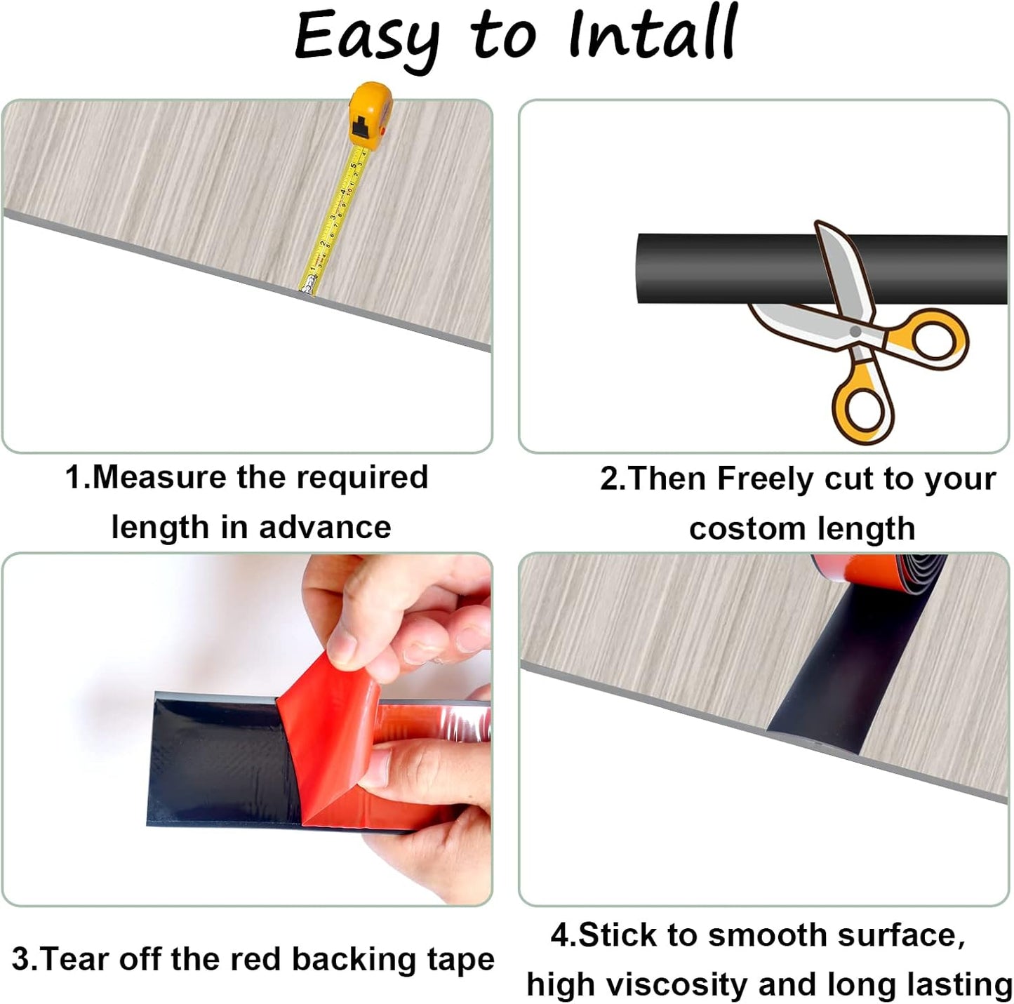 Floor/Door Flat Transition Strip & Self Adhesive Floor Vinyl Floor Edge Trim Laminate Floor Gap Covering Joining Strip