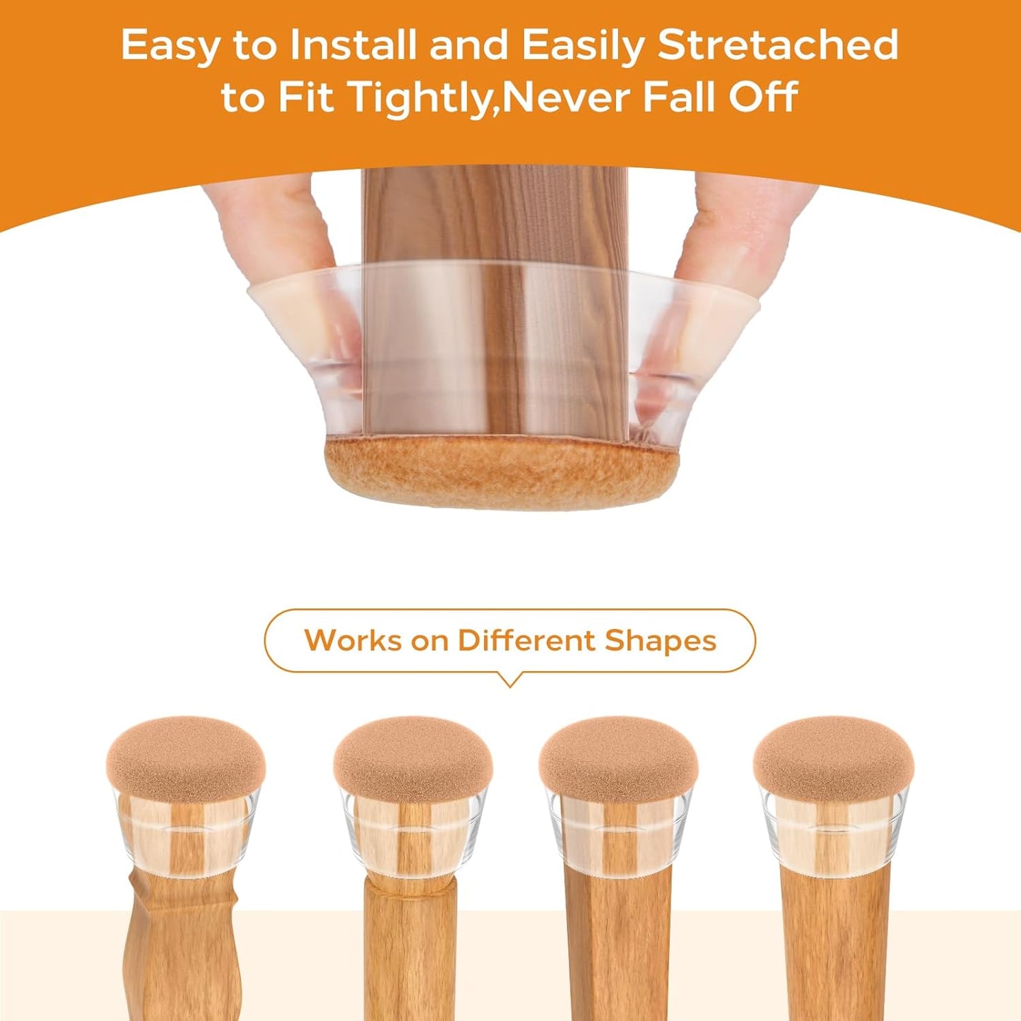 24 PCS Silicone & Felt Chair Leg Floor Protectors for Hardwood Floors - Furniture Pads, Chair Leg Covers/Cups - No Noise & Scratch-Proof - Round S (Fits 13/16"-1" / 20-25mm), Clear