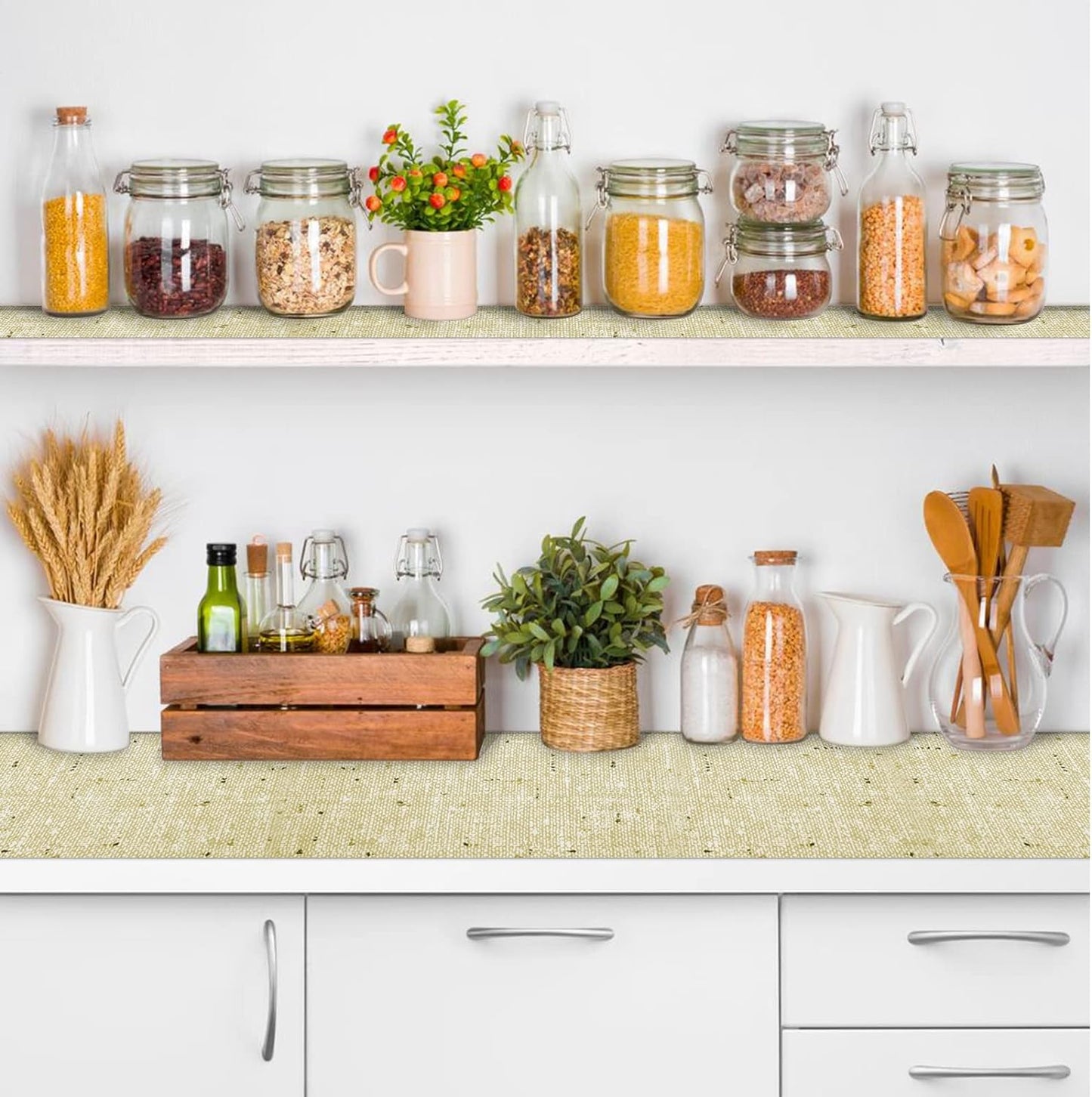 Shelf Liner 20 x 72 Inch 2 Rolls Shelf Liner Non Adhesive, Drawer Liner Non Slip Kitchen Mat Waterproof Oil-Proof for Kitchen Cabinet, Shelves, Refrigerator, Storage, Desks, Easy to Trim