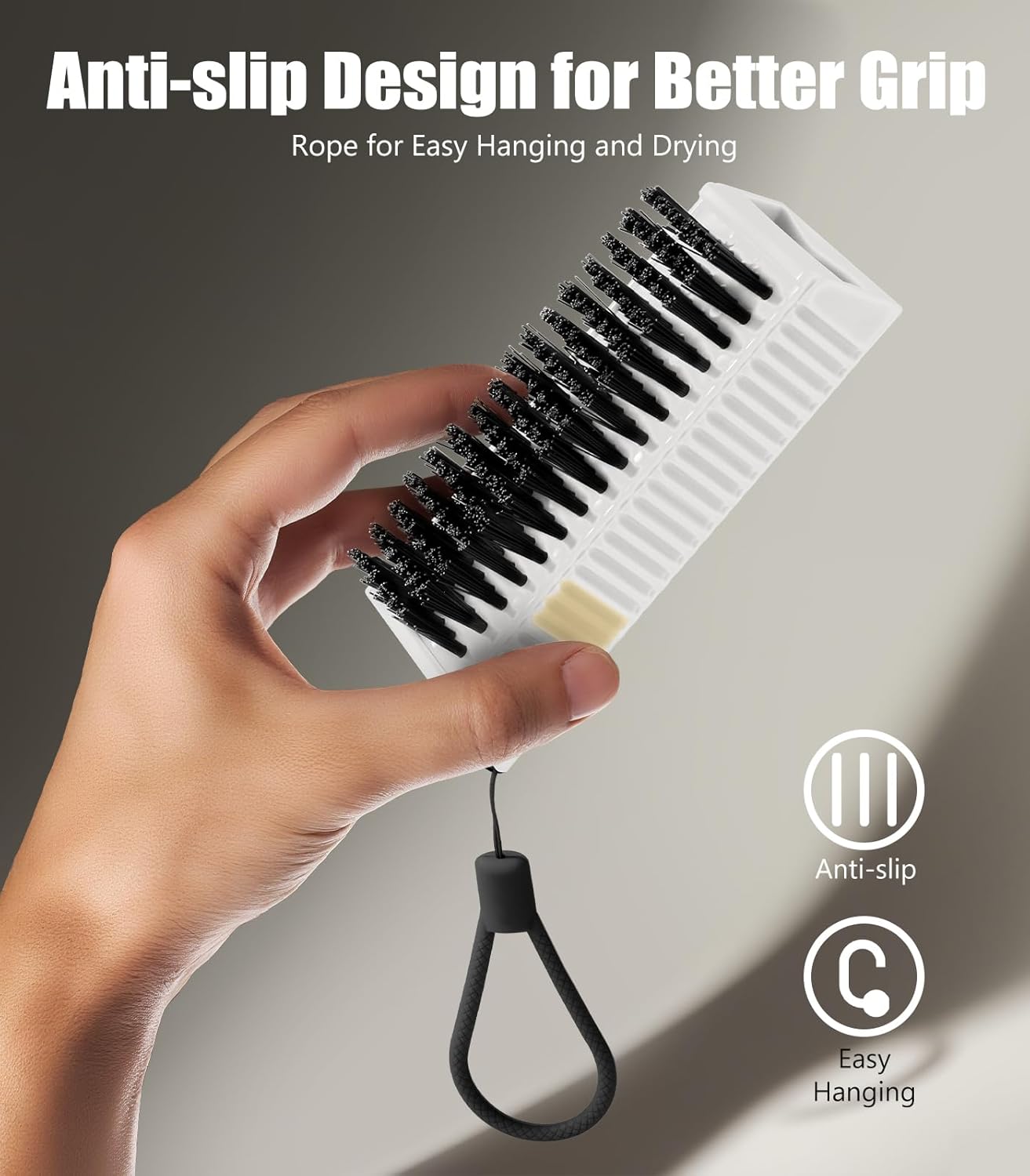 Nail Brush for Cleaning Fingernails, 2Pack Heavy Duty Nail Brushes Remove Dirt and Paint Fingernail Brush Deep Cleaning Mechanical Nail Scrub Brush Two-Sided with Hanging Rope (White)