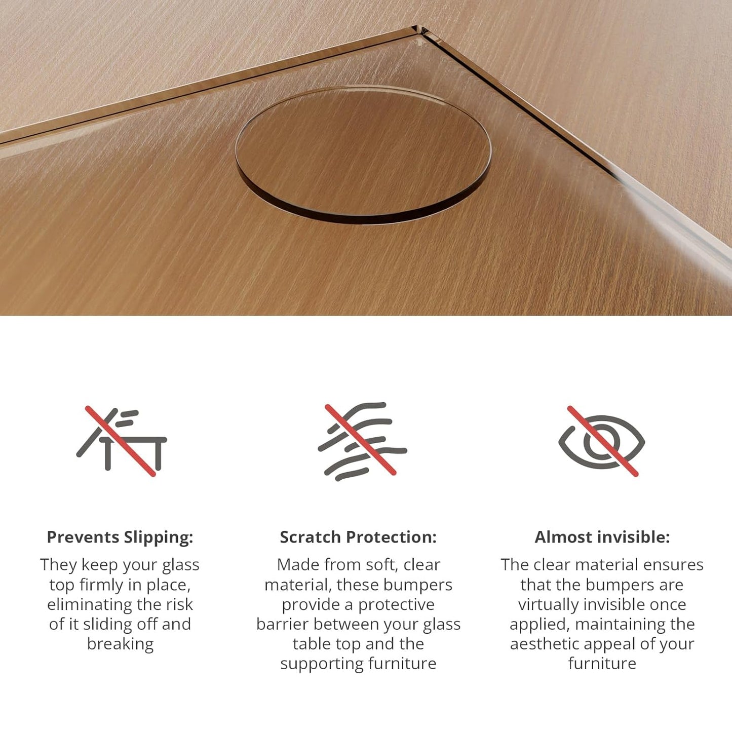 X-Protector Glass Table Top Bumpers - 20 PCS 1.2"- Non-Adhesive Glass Table Top Anti Slip Pads - Clear Rubber Glass Table Top Grippers - Glass Table Protector to Keep Glass Table Top from Sliding!