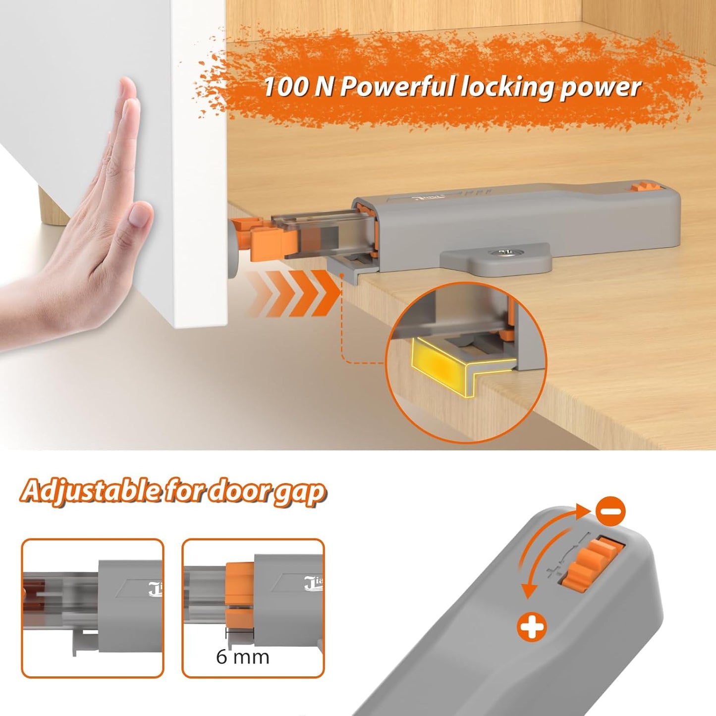 Jiayi Strong Heavy Duty Push Latch, Non-Magnetic RV Hidden Door Cabinet Latches, 2 Pack Push Release Press Out Touch Catch for Door Closure, Push to Open Kitchen Cabinet Hardware