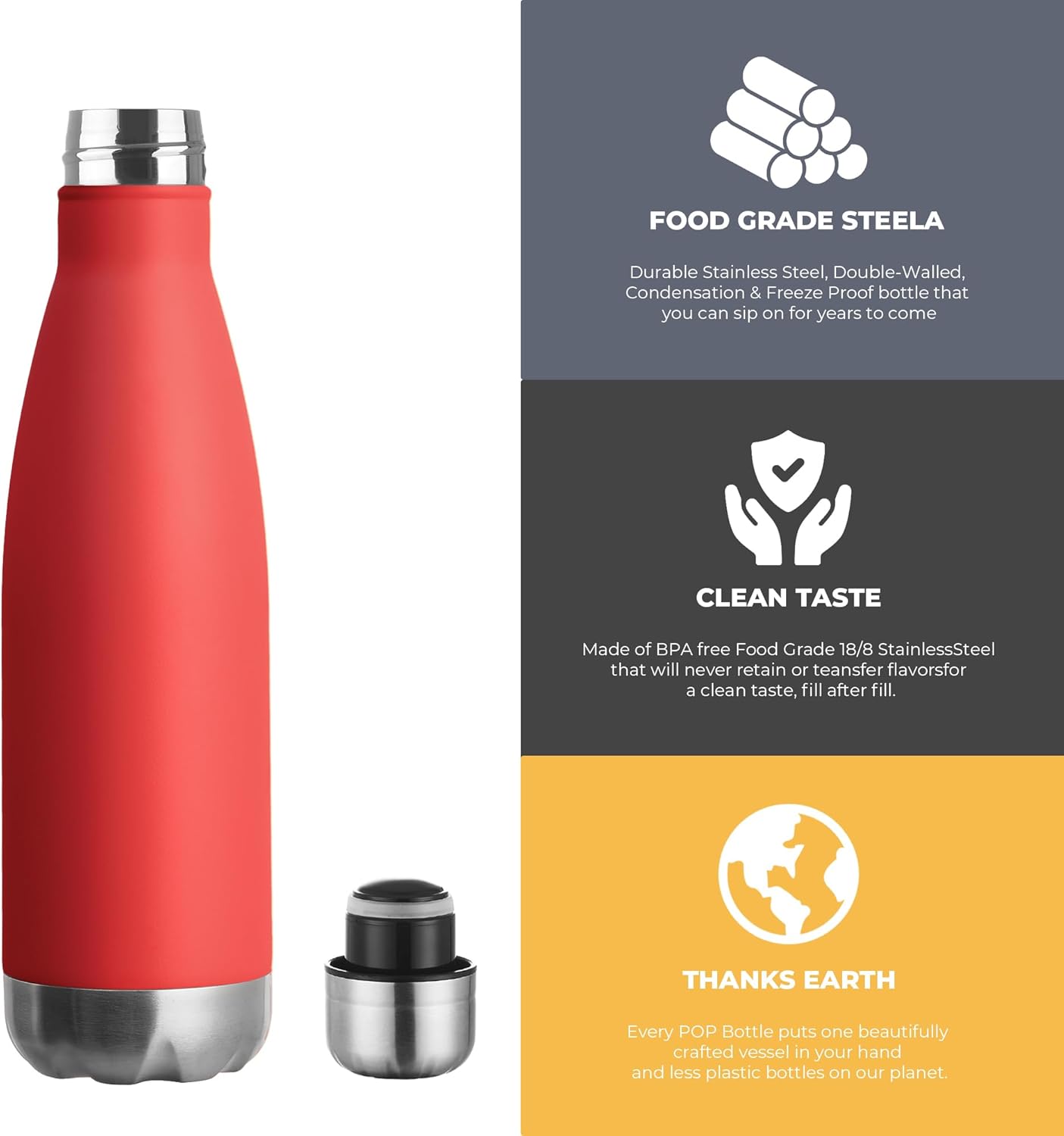 MEWAY 17oz Sport Water Bottle Vacuum Insulated Stainless Steel Leak-Proof Double Wall Cola Shape Water Bottle,Keep Drinks Hot & Cold (4 Pack, MIX)