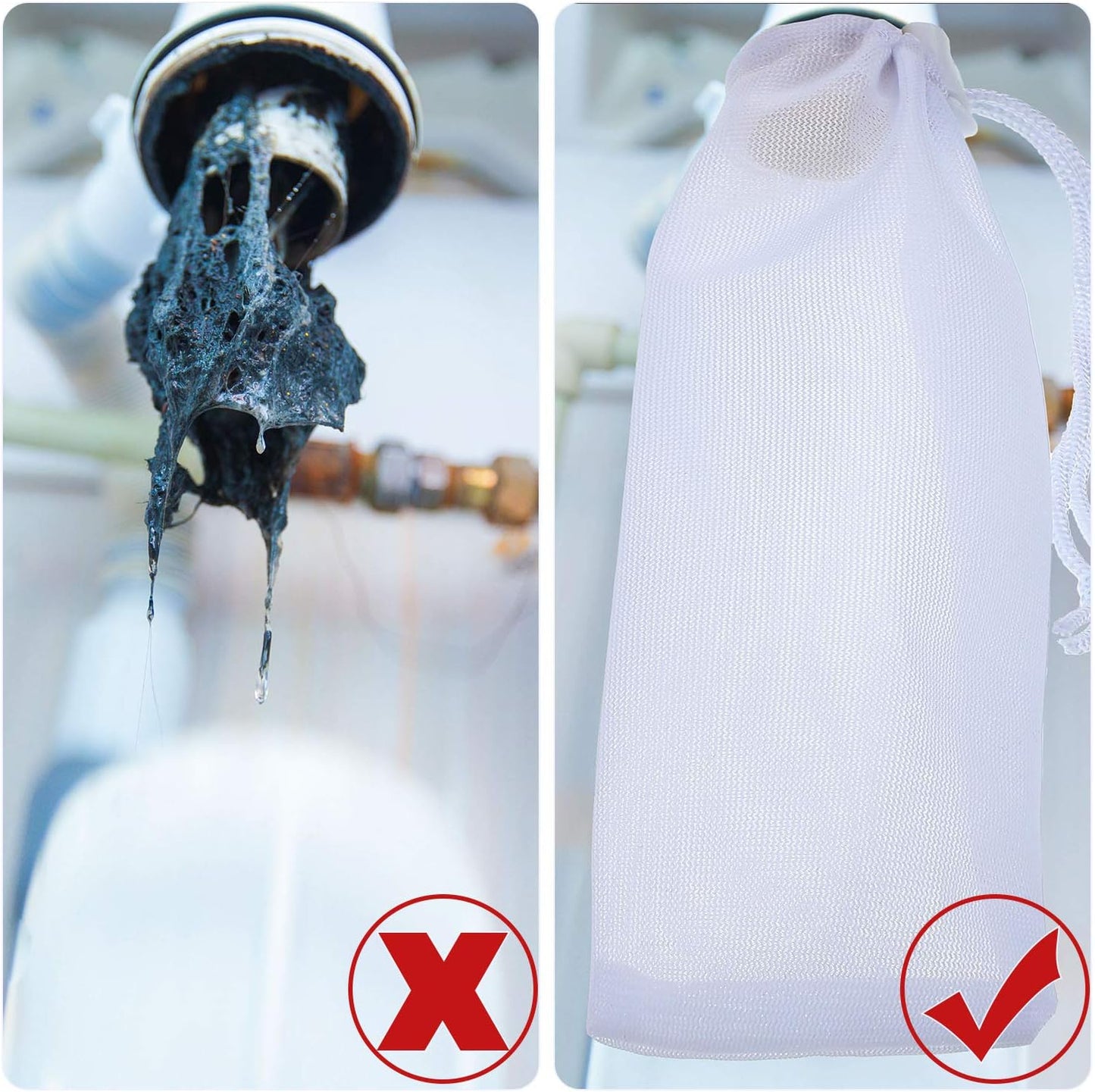 Lint Traps Catcher for Washing Machine Nylon Mesh Lint Traps for Home Laundry Washing Machine Drain Systems Discharge Hoses Filter, 9.4 x 3.1 Inch (12 Pieces)