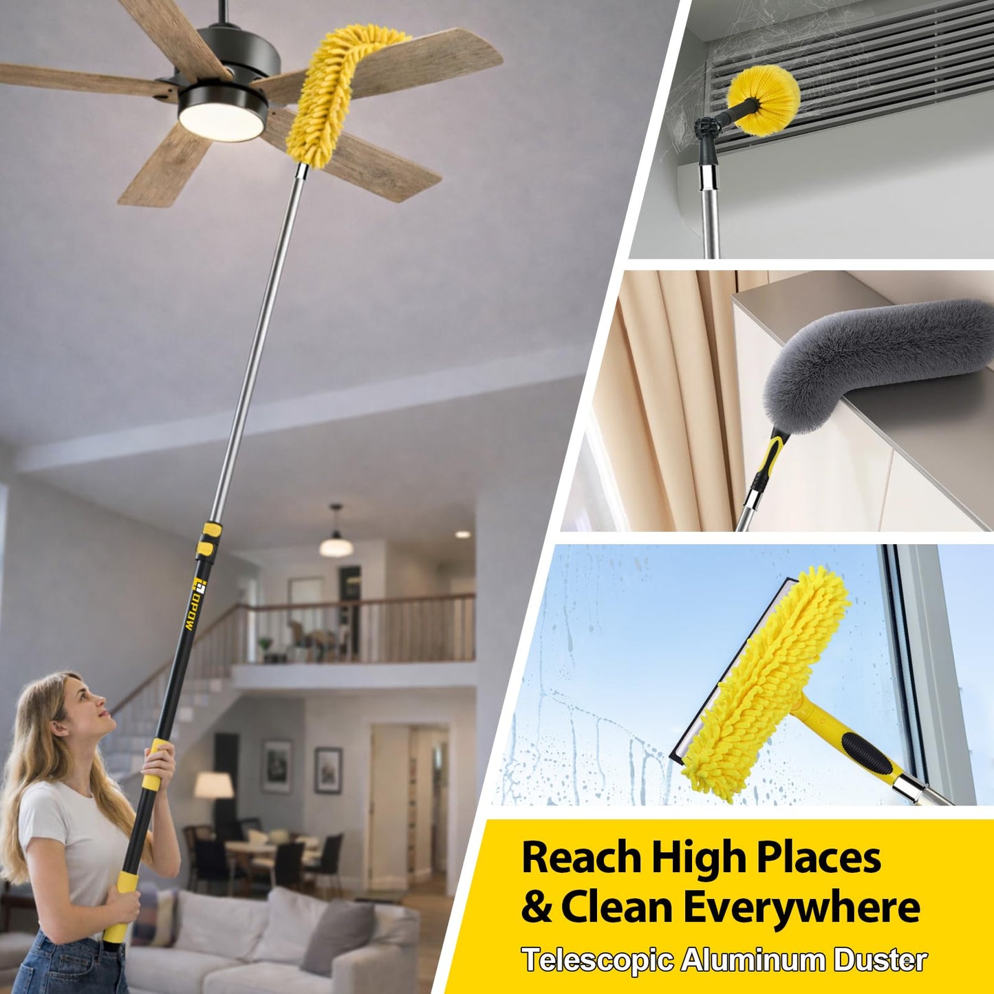 20 Foot High Ceiling Duster Kits with 5-12ft Heavy Duty Extension Pole