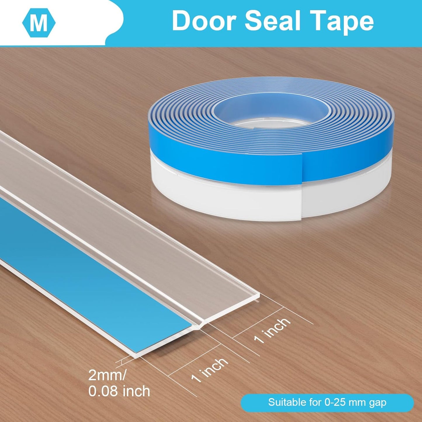 Weather Stripping Door Seal, Silicone Strip for Frame and Gaps Draft Stopper,Glass Shower Door Sweep, Clear, 20 Feet x 2 Inch