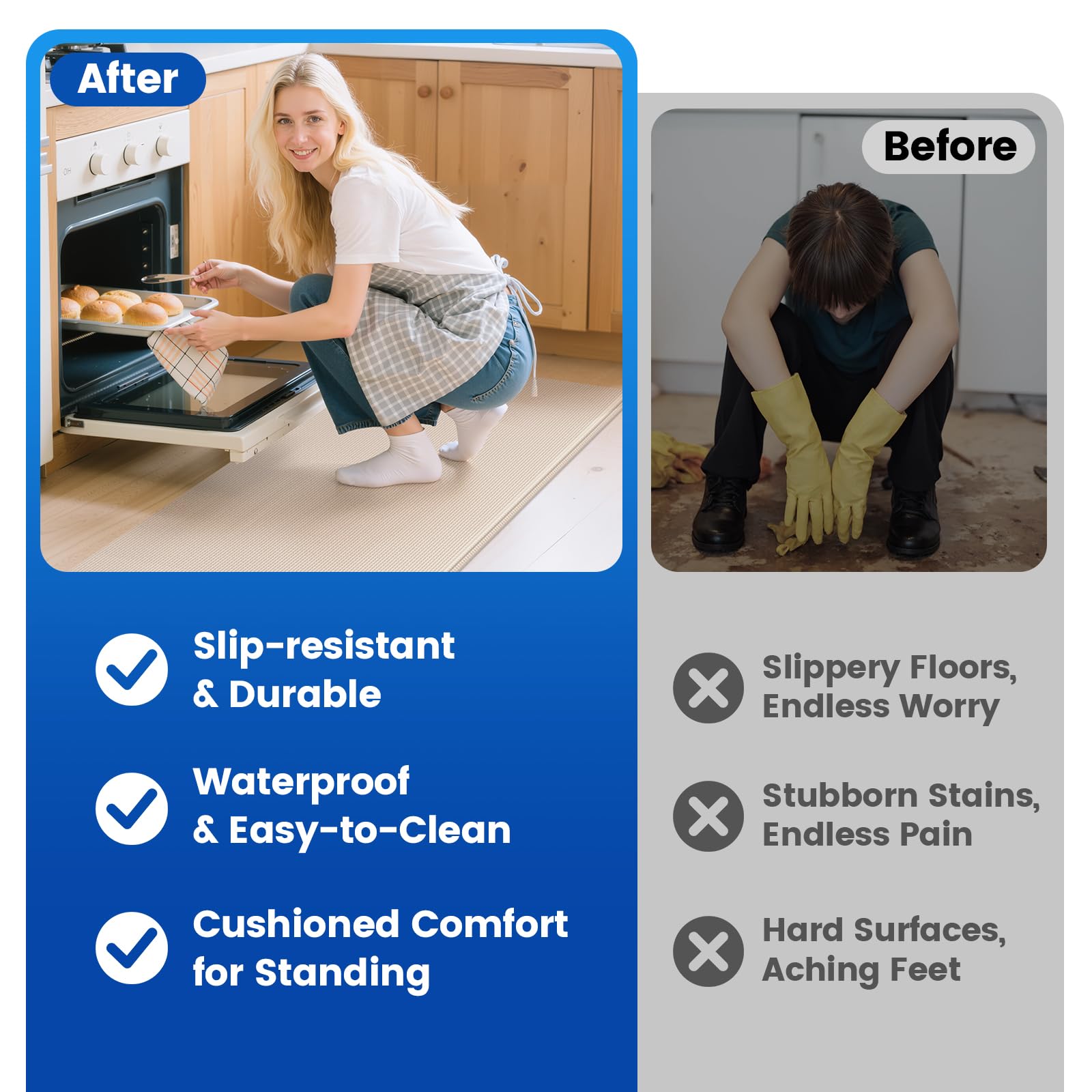 KitchenClouds Kitchen Mats for Floor,3PCS Cushioned Soft Kitchen Rugs