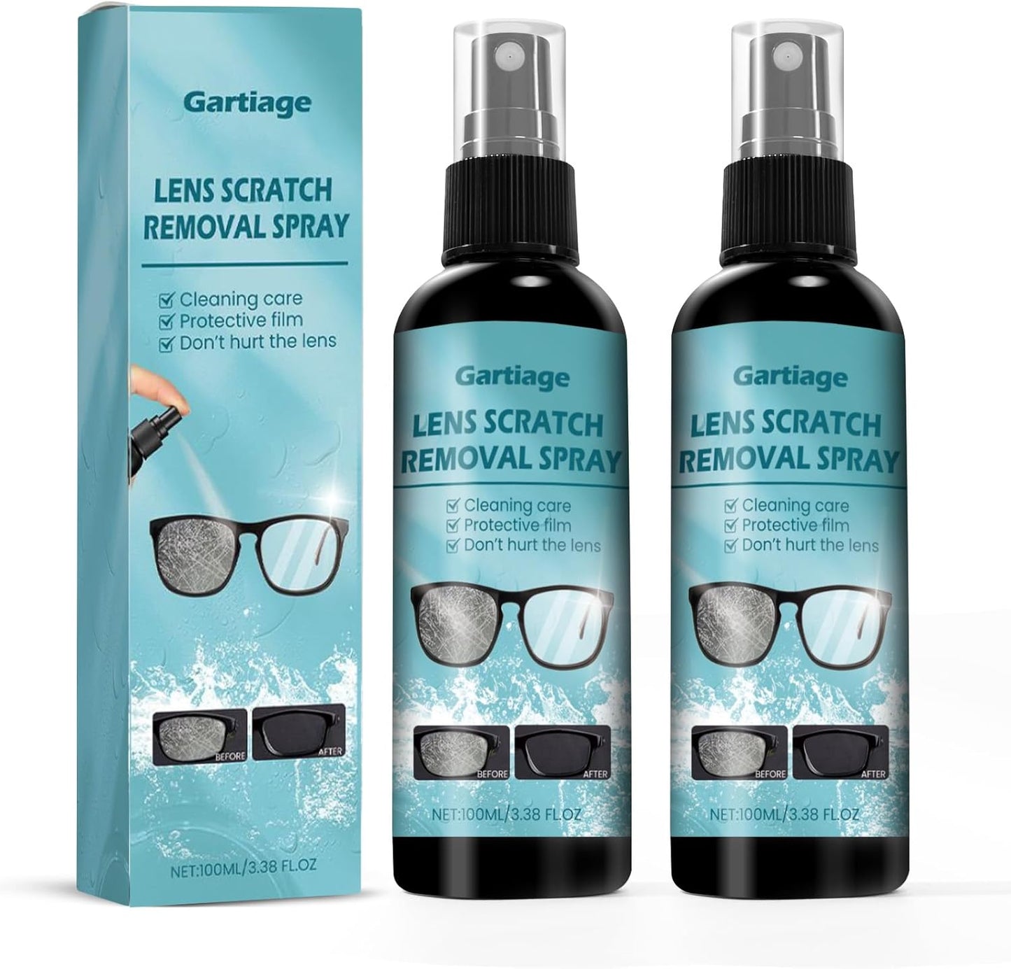 Eyeglass Scratch Remover for Lenses, Eyeglass Cleaner Spray, Glasses Lens Scratch Remover for Eyeglasses, Sunglasses Cleaning Kit (2PCS)