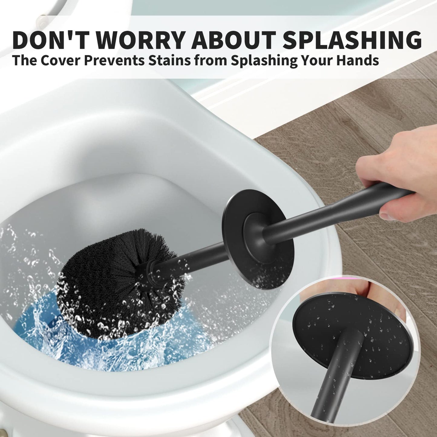 Toilet Brush and Holder 2 Pack, Toilet Bowl Brush with Extra Long Handle, Toilet Scrubber and