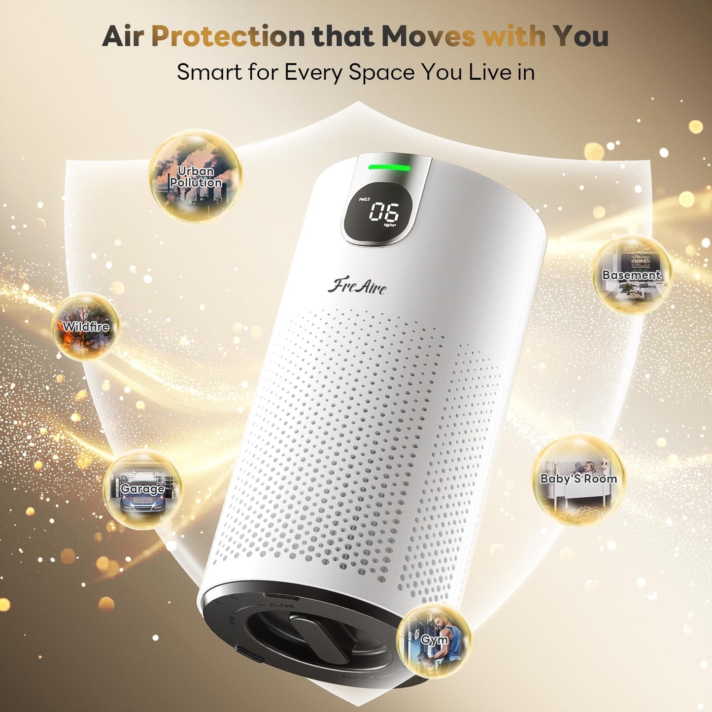 FreAire Air Purifiers for Home Large Room Covers up to 1800Ft², VisionAir 20dB Sleep Mode for