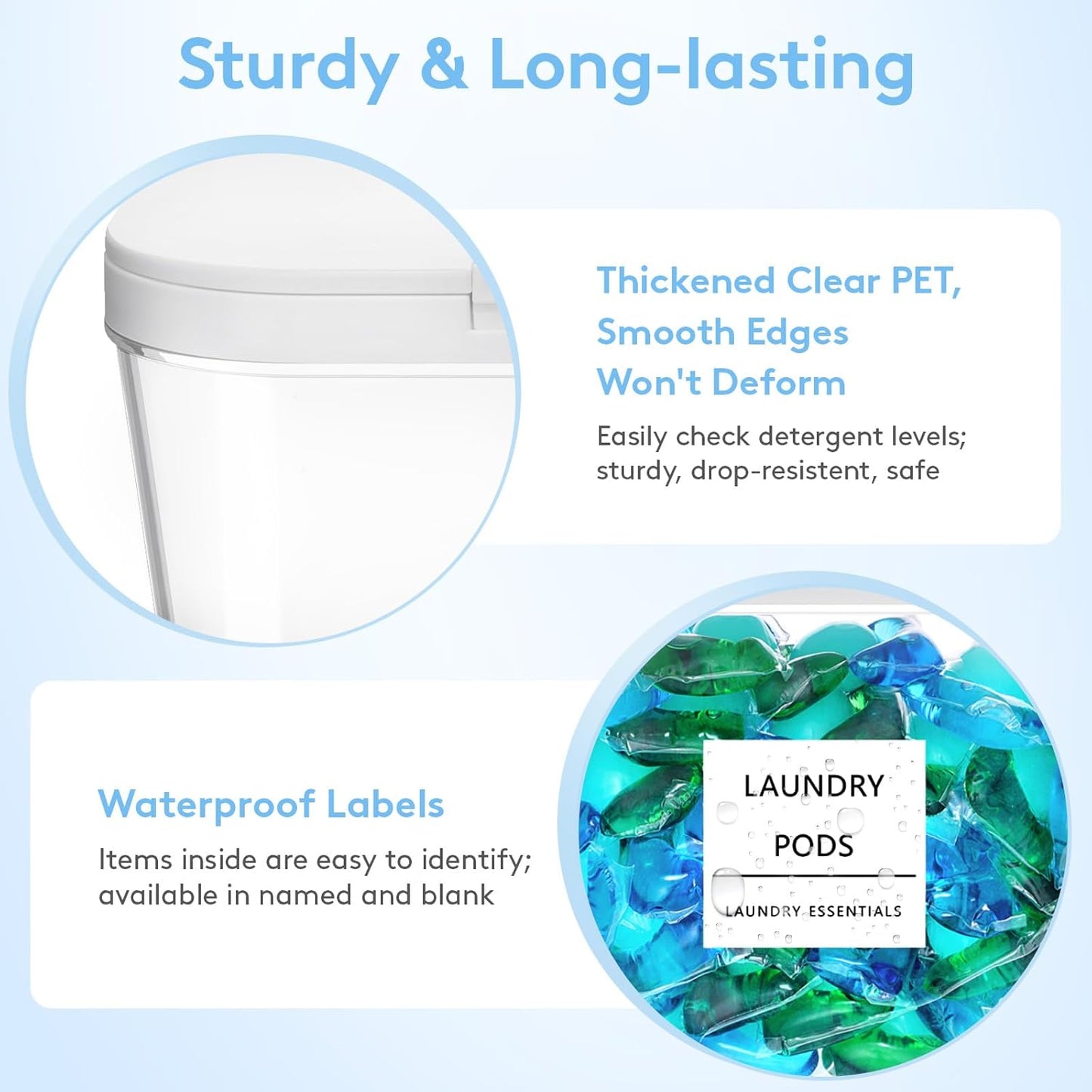 Lifewit 3+1 Laundry Pods Container & Dryer Sheet Holder, Large Powder Detergent Dispenser Storage Jars, Laundry Room Containers for Scent Booster Beads with Pop up Lids, Labels and Scoop