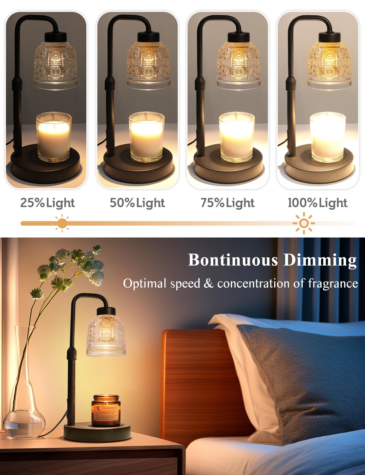 Candle Warmer Lamp with Timer Dimmable, Adjustable Lamp Candle Warmer, Birthday Gifts for Women